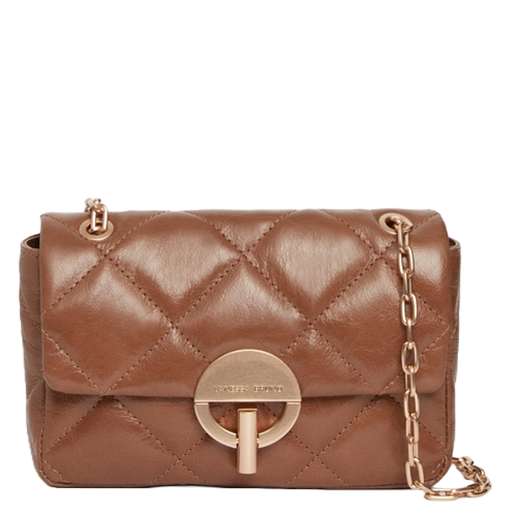 Sac bandoulière en cuir MOON M Marron glace