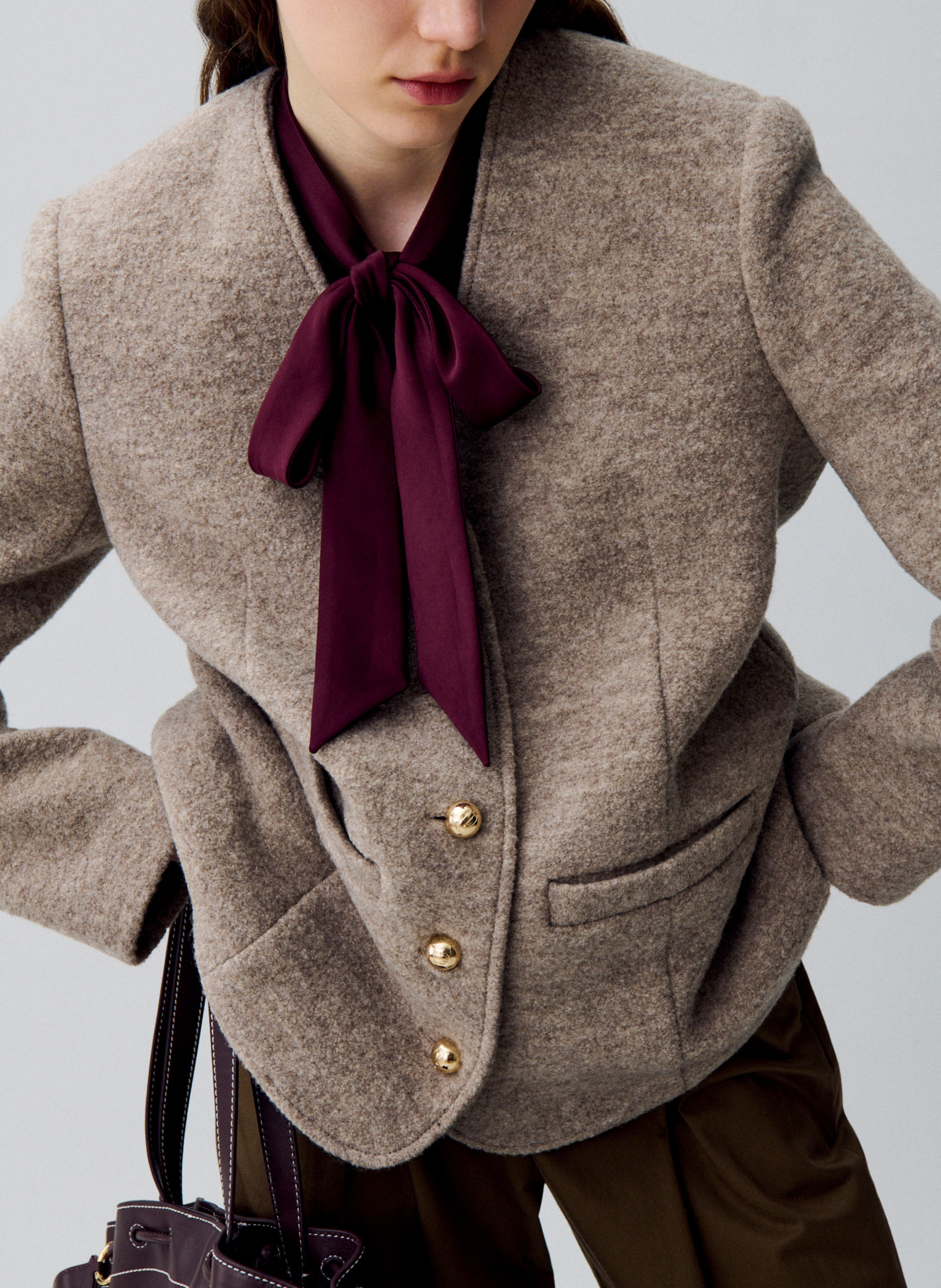 Veste droite en laine CLAUDIE PIERLOT Beige