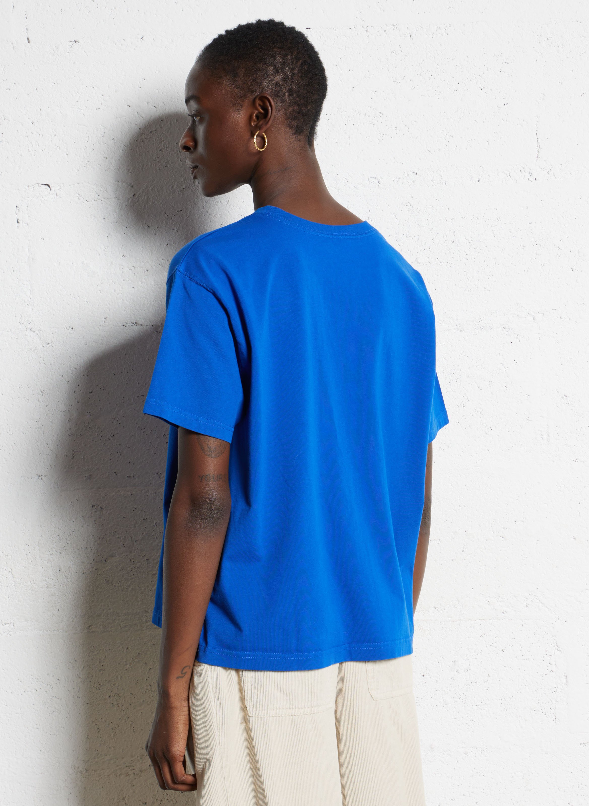 Tee-shirt ample col rond en coton  AMERICAN VINTAGE Bleu