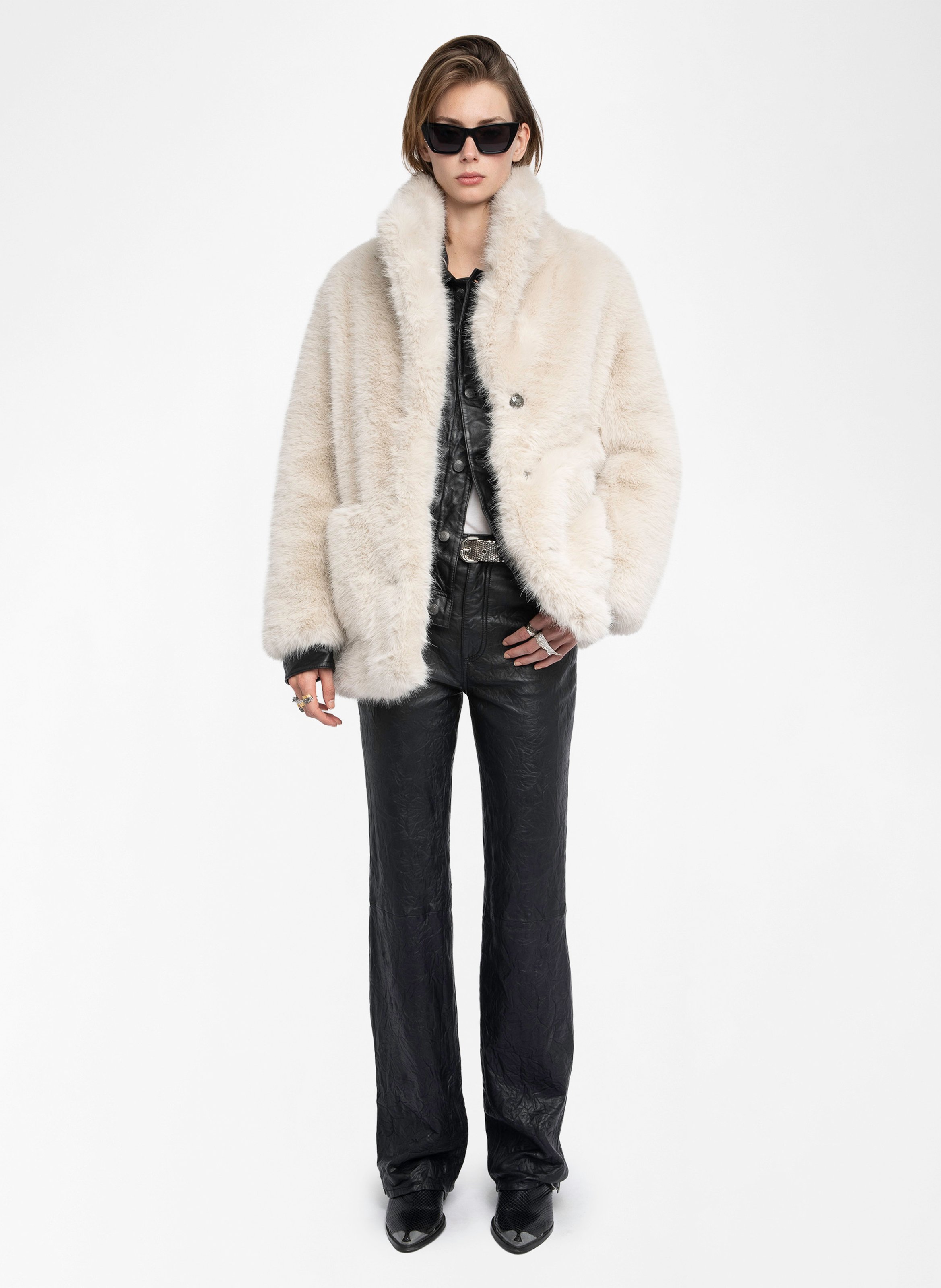 Faux fur coat with tailored collar ZADIG&VOLTAIRE White