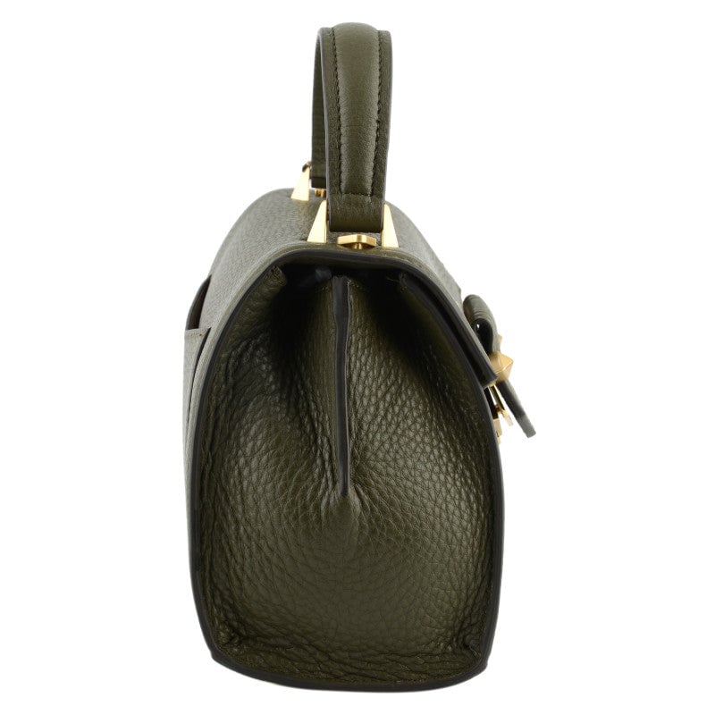 Handbag - grained calf leather POURCHET Khaki