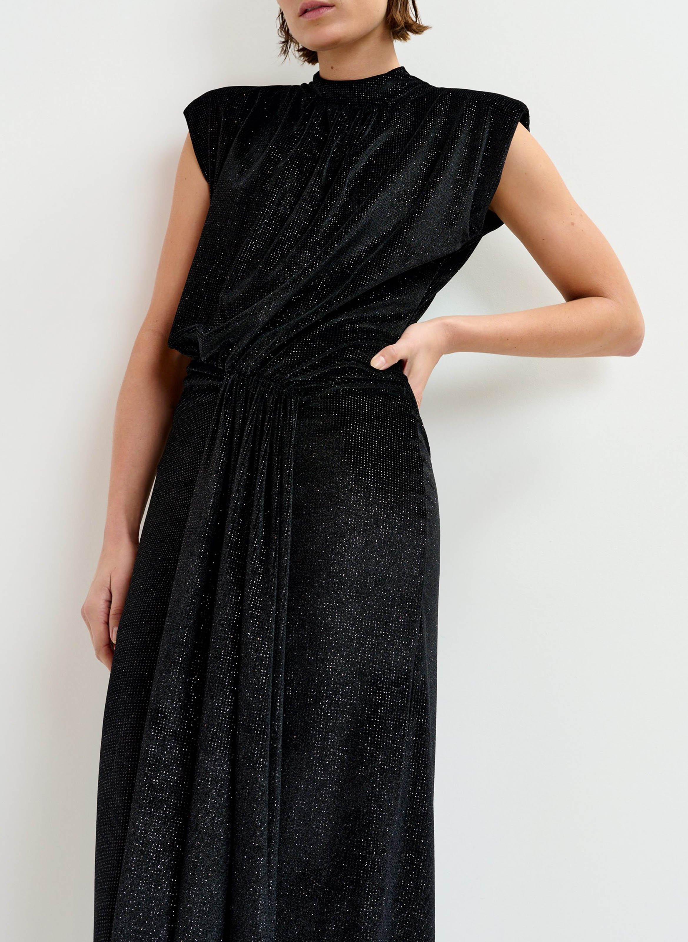 Robe midi drapée col montant ESSENTIEL ANTWERP Noir