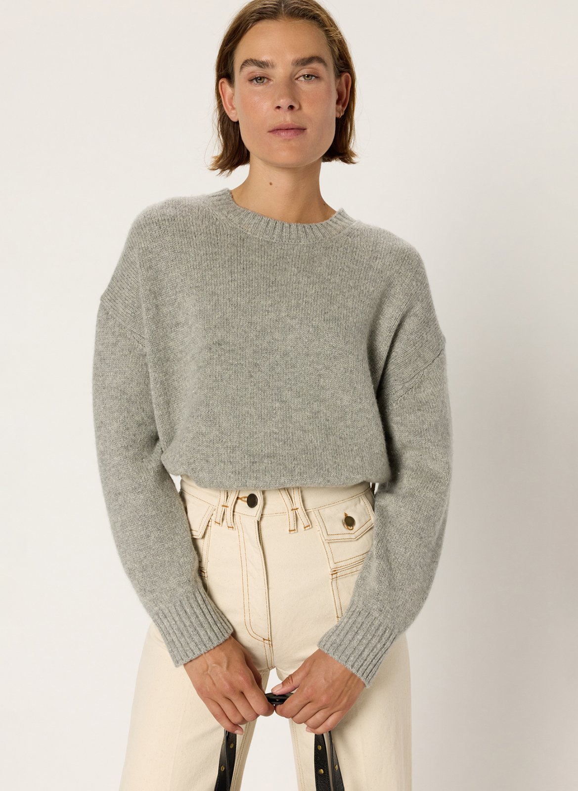 Pull col rond en laine mélangée GERARD DAREL Gris