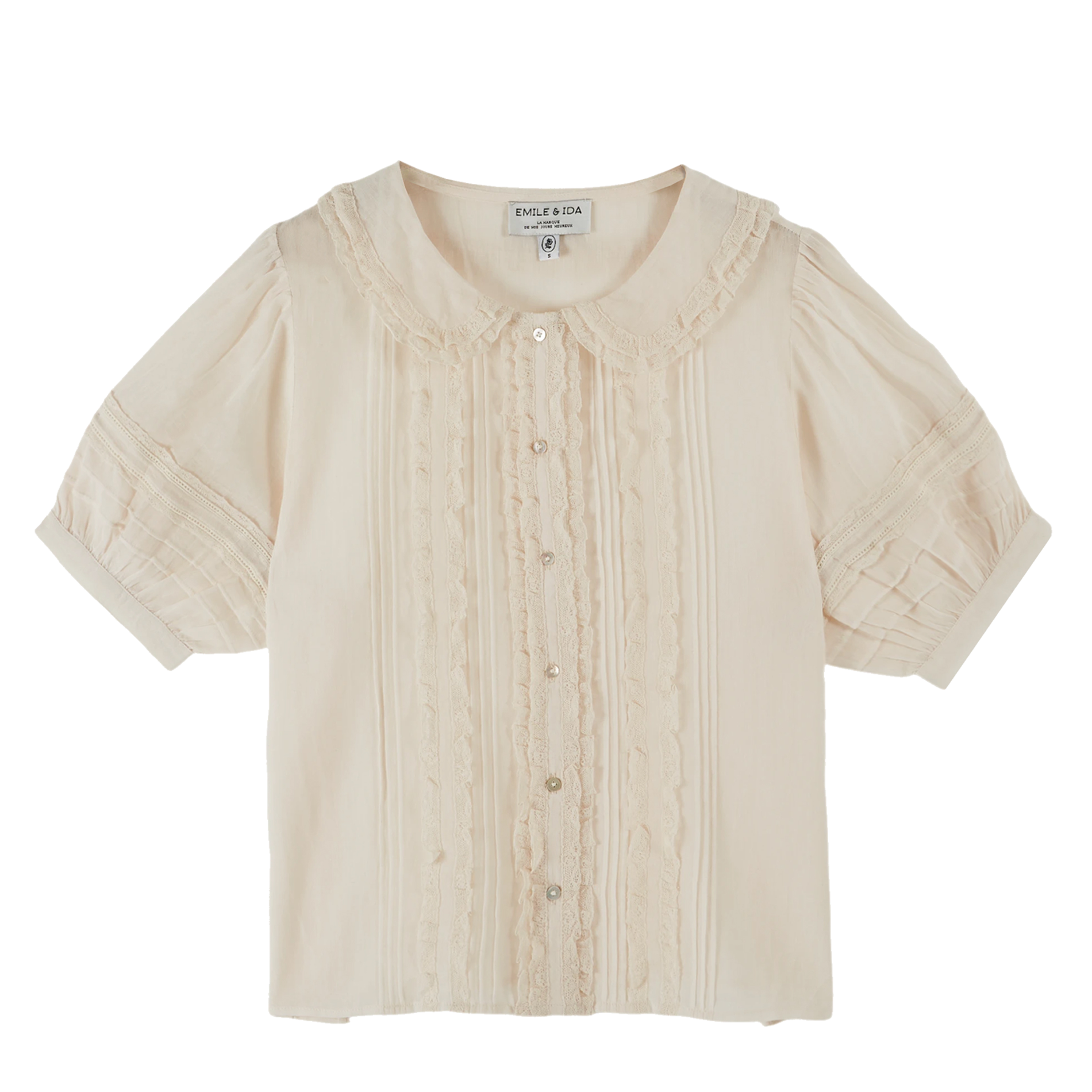 Blouse with organic cotton Peter Pan collar EMILE ET IDA Beige