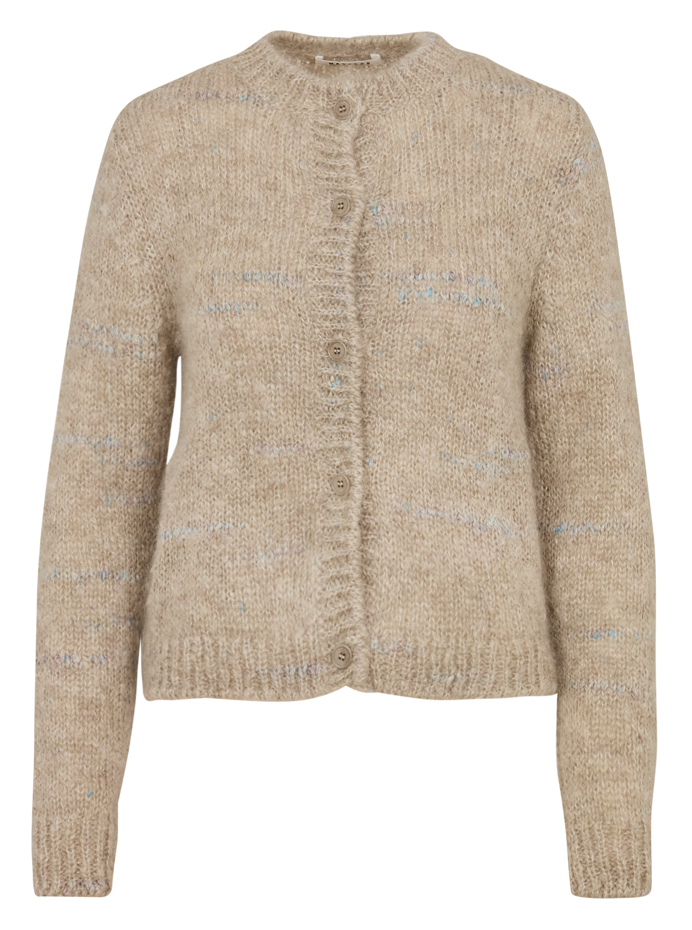 Gilet droit col rond en kid mohair mélangé MASSCOB Beige