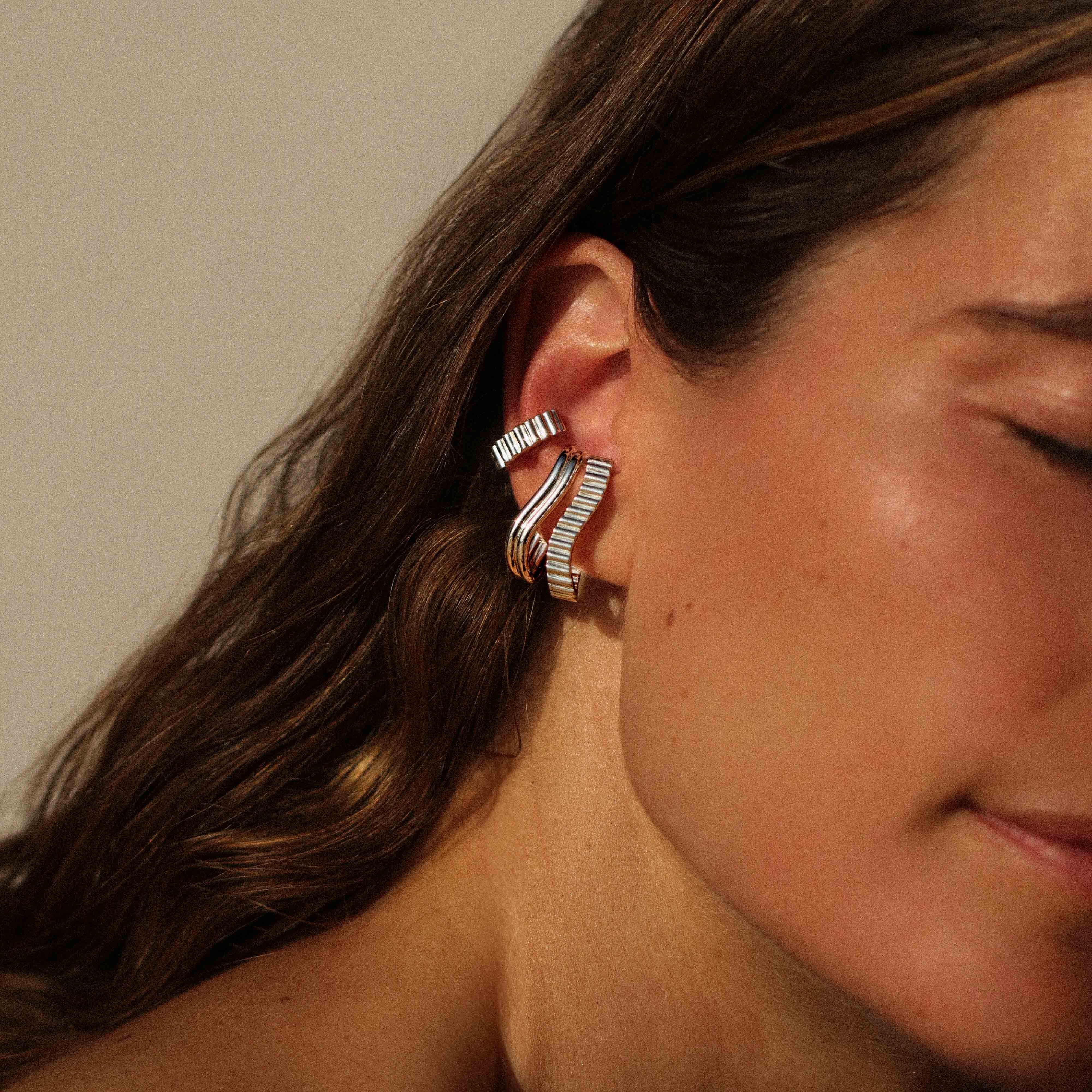 Earcuff horizontal, plaqué or MAYRENA Argent