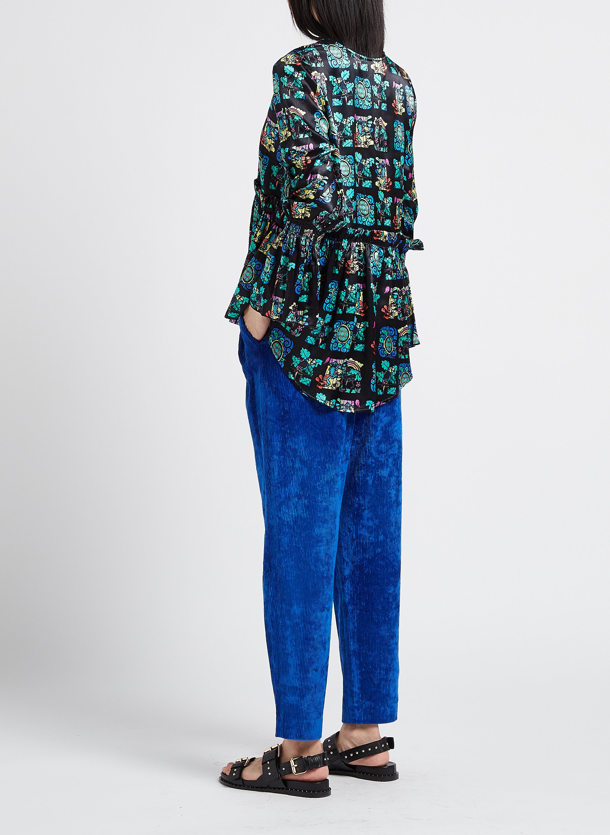 Gerade geschnittene Hose aus Baumwoll-Samt-Mix HEIMSTONE Blau