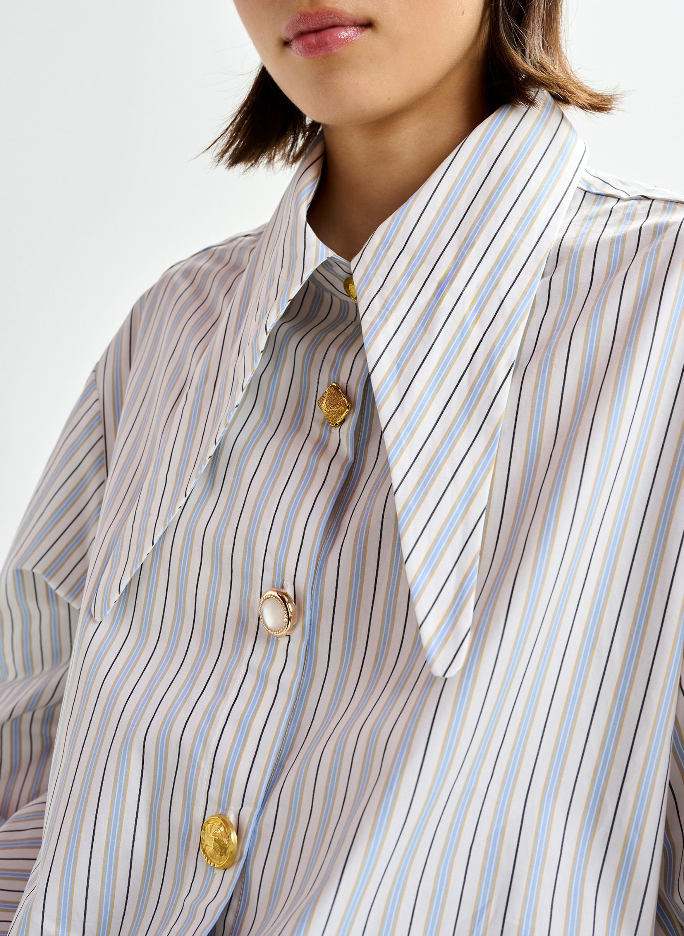 Oversized shirt with extended plain collar ESSENTIEL ANTWERP White