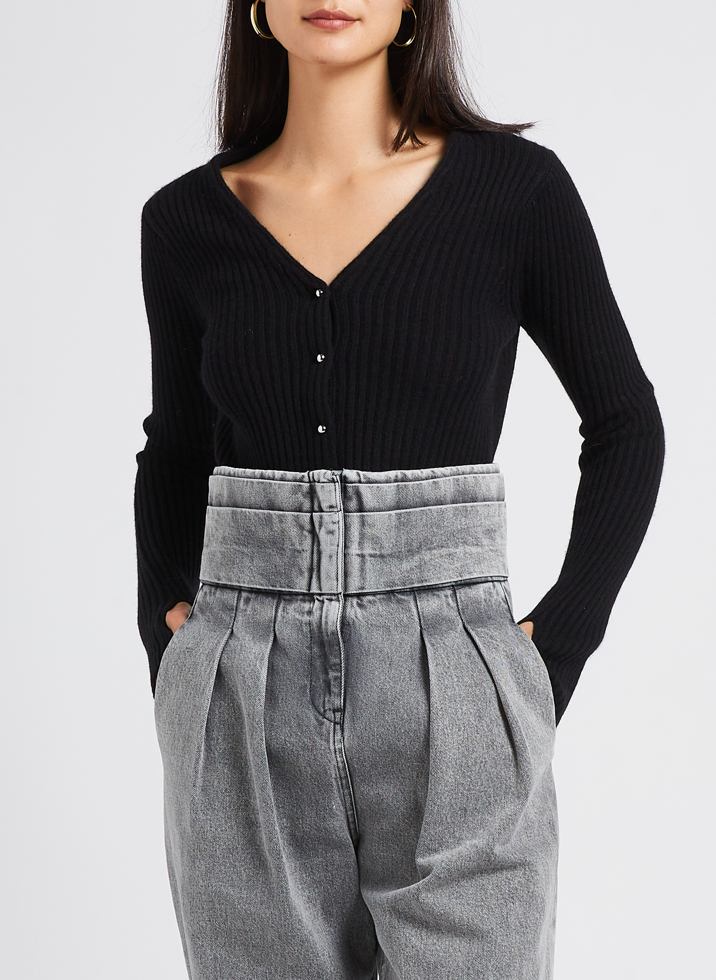 Gilet col V en laine et en cachemire mélangés IRO Noir