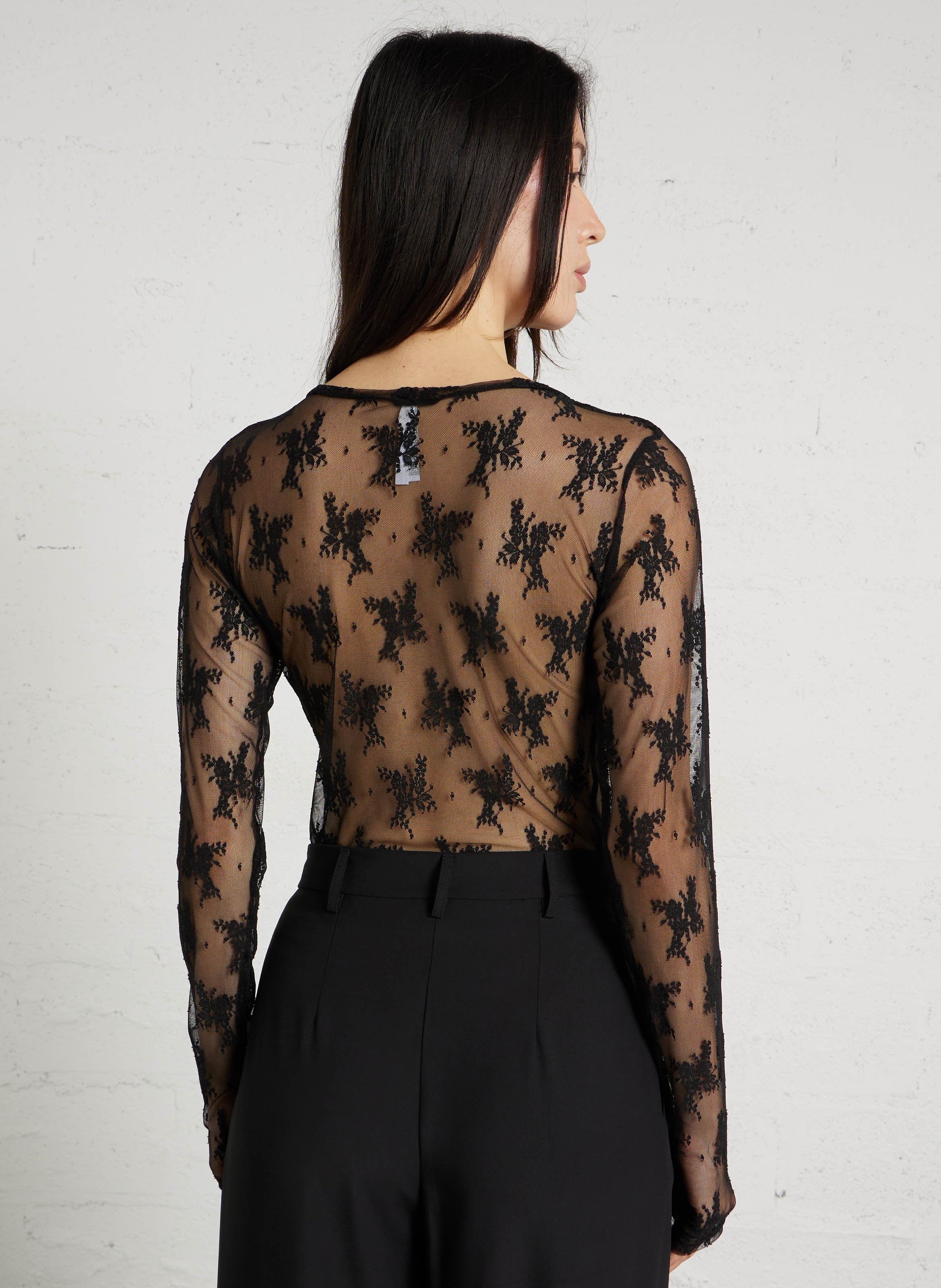 <p>Tee-shirt straight round neck in lace</p> IMPERIAL Black