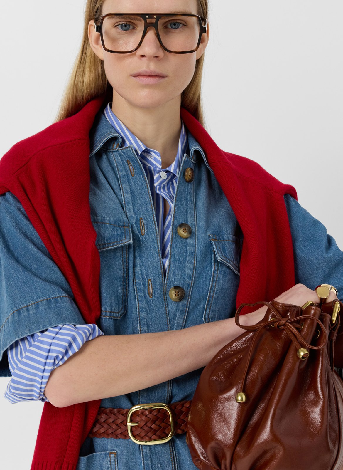 Robe courte droite boutonnée denim GERARD DAREL Bleu