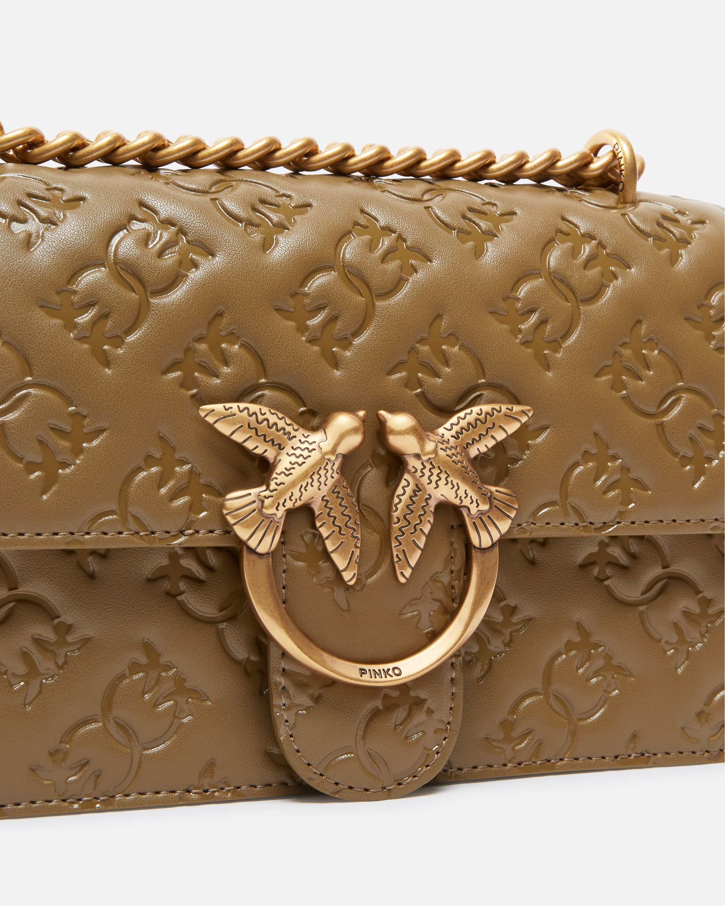 Minisac à bandoulière love bag à logo gaufré PINKO Vert