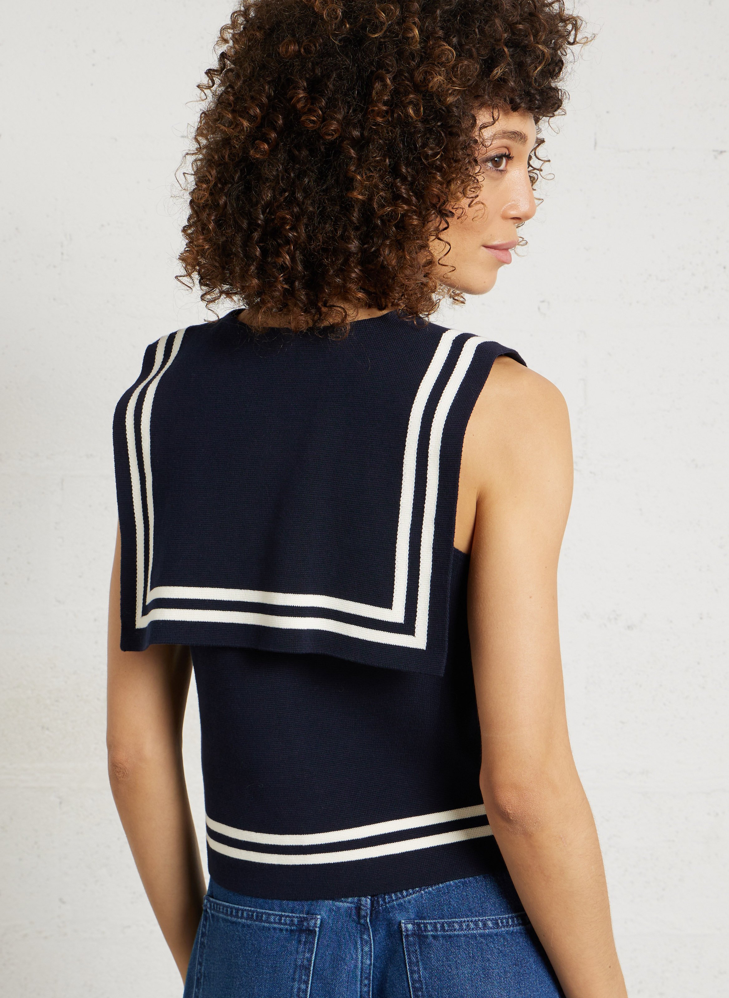 Oberteil mit maritimem Kragen aus Baumwolle THE TINY BIG SISTER Blau