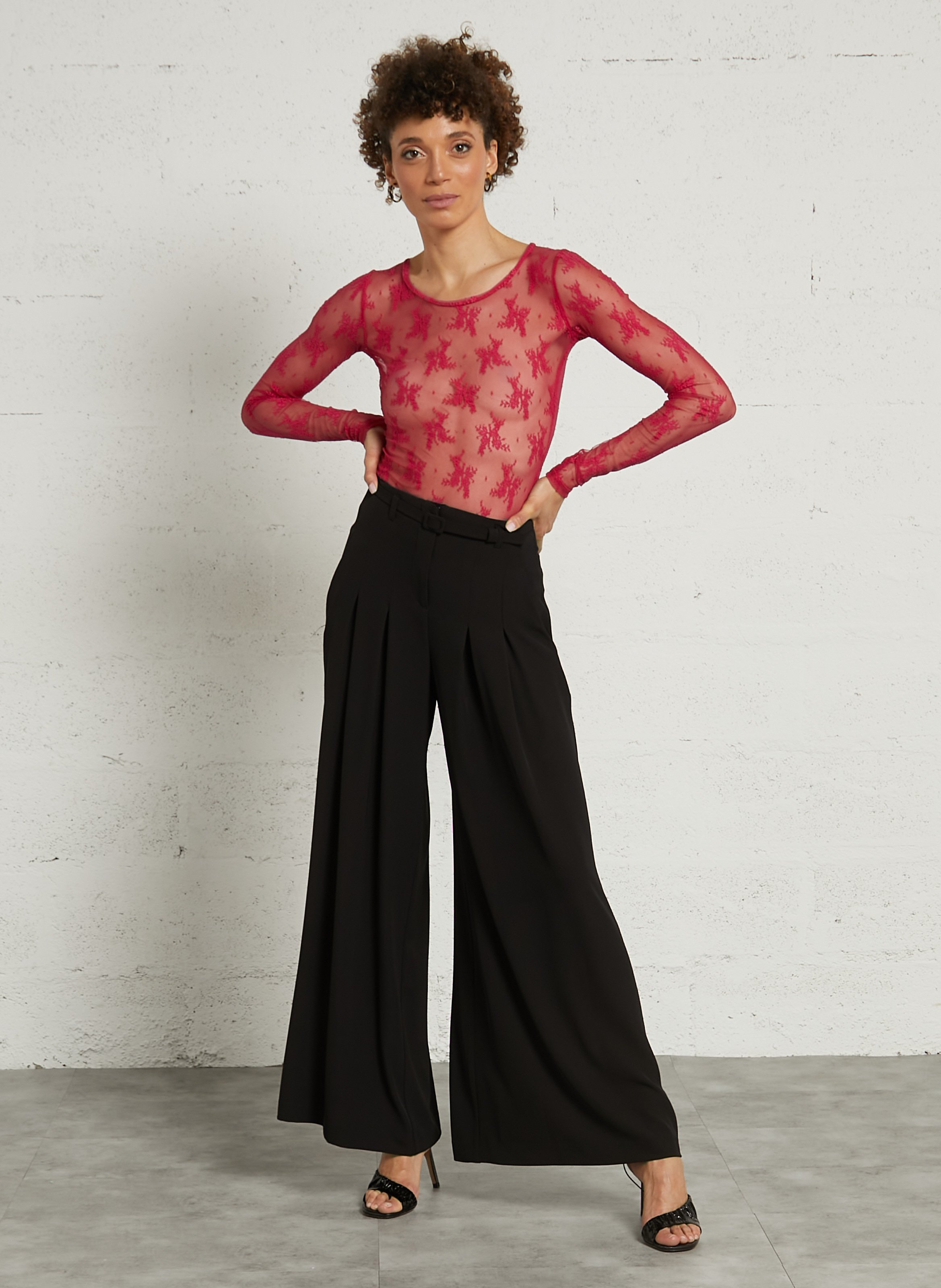 T-Shirt mit Rundhalsausschnitt und Spitze IMPERIAL Rosa