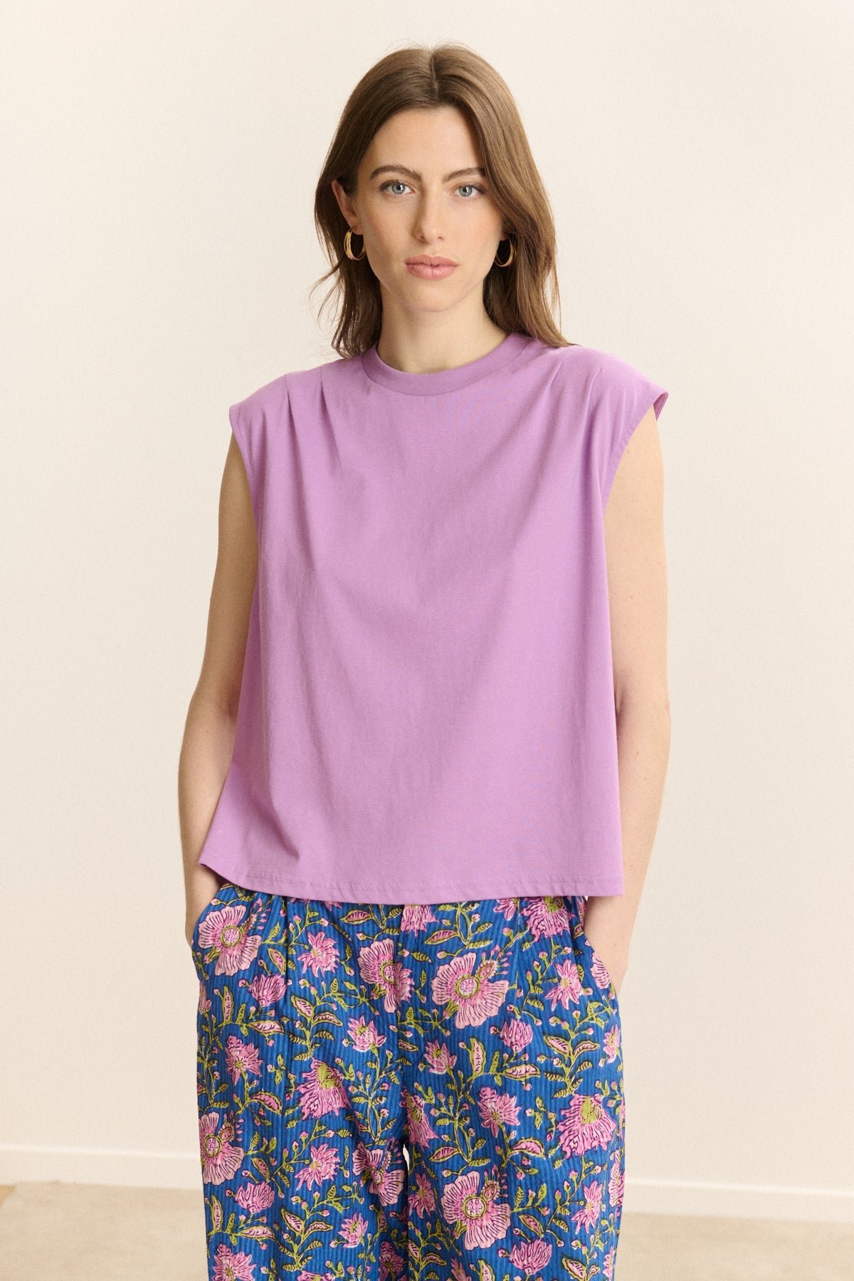 Solid sleeveless t-shirt GARANCE PARIS Purple