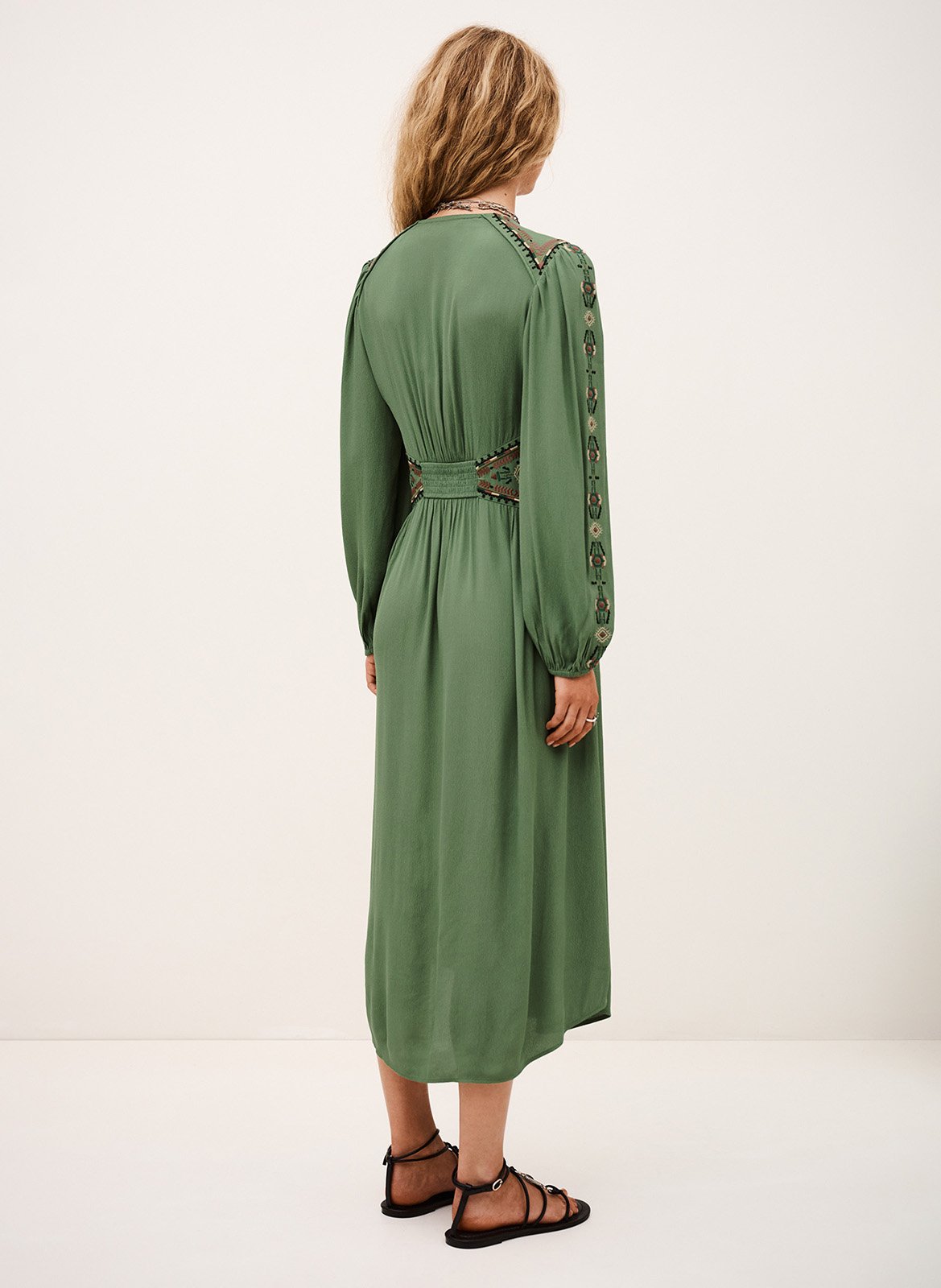 Long straight embroidered dress BA&SH Green