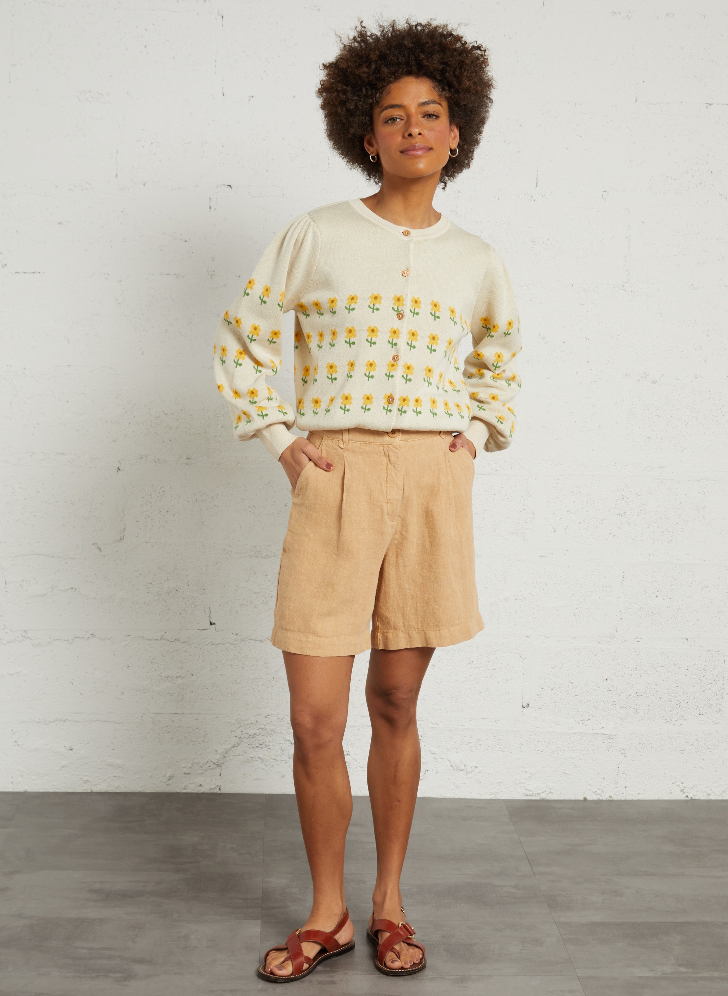 Round-neck cardigan EMILE ET IDA Beige