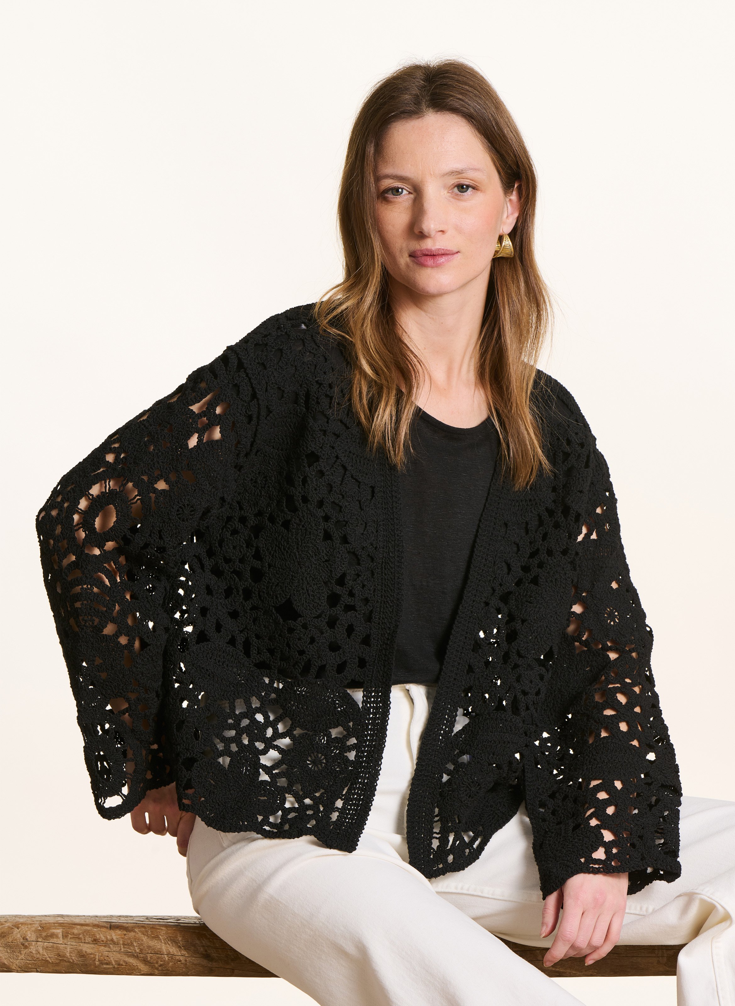 Gilet en crochet en coton bio LA FEE MARABOUTEE