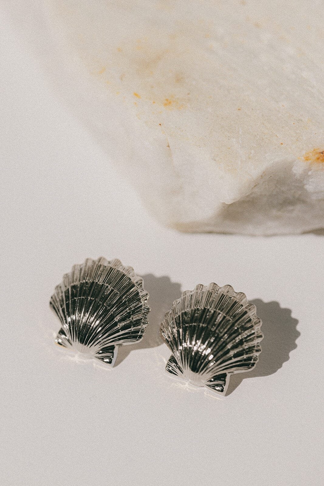 Large seashell stud earrings silver plated MONSIEUR SIMONE Silver