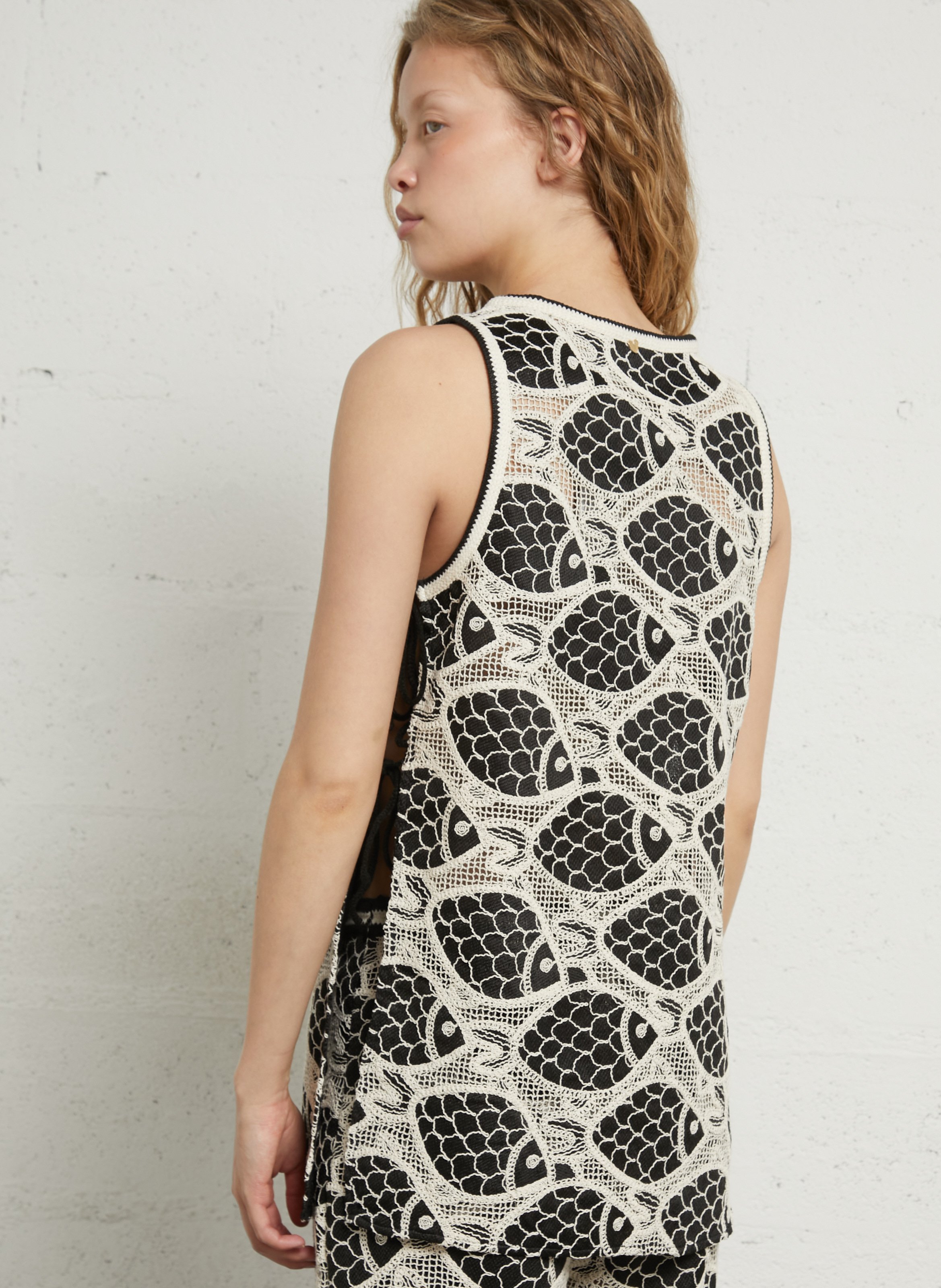 Geknoopte kanten top FABIENNE CHAPOT Zwart