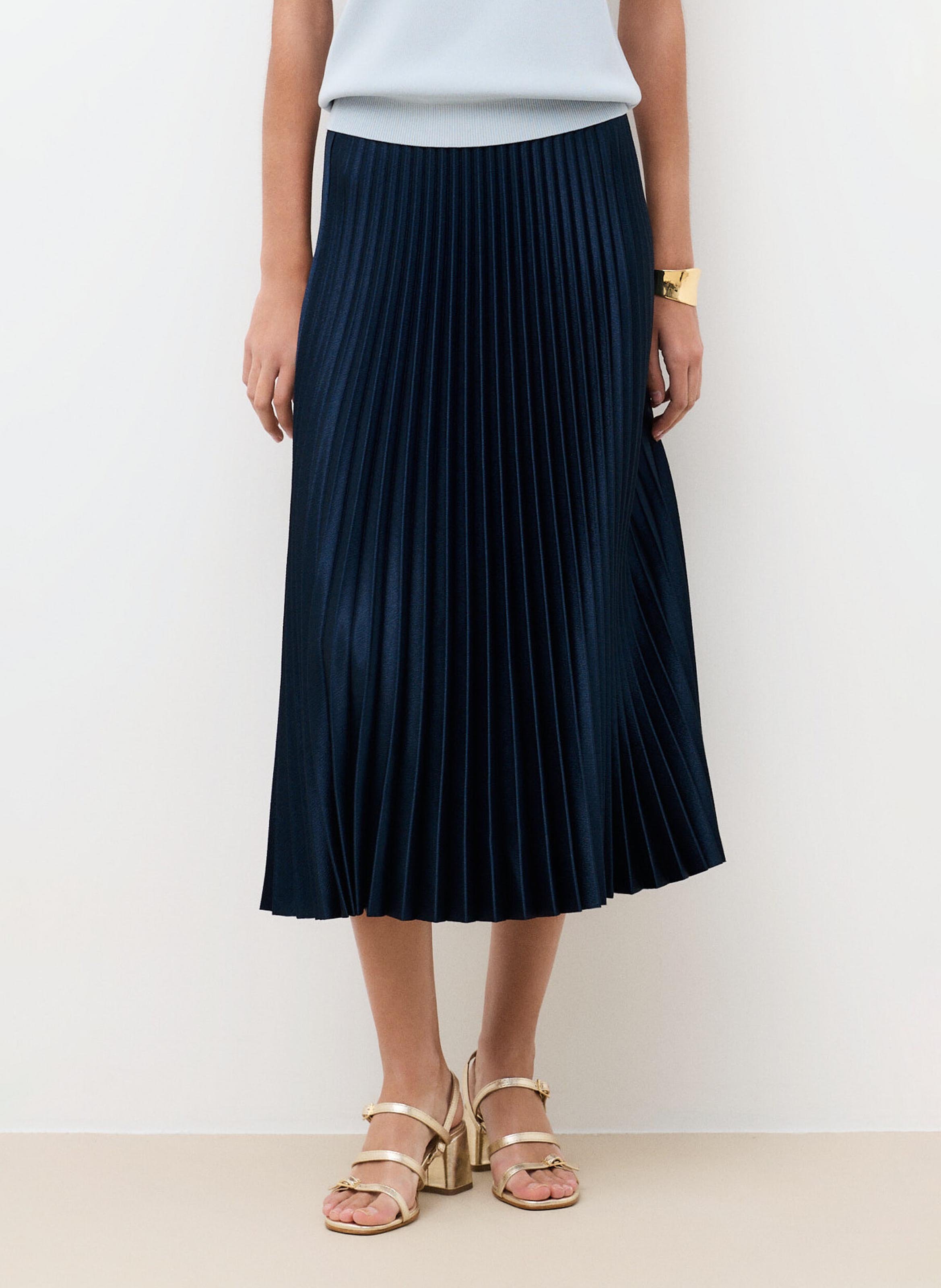 Jupe midi plisée  CAROLL Bleu