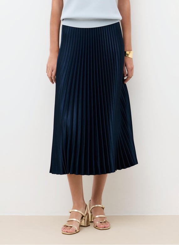 Jupe longue plissée taille haute - Bleu canard Jupe longue plissée taille haute - Bleu canard