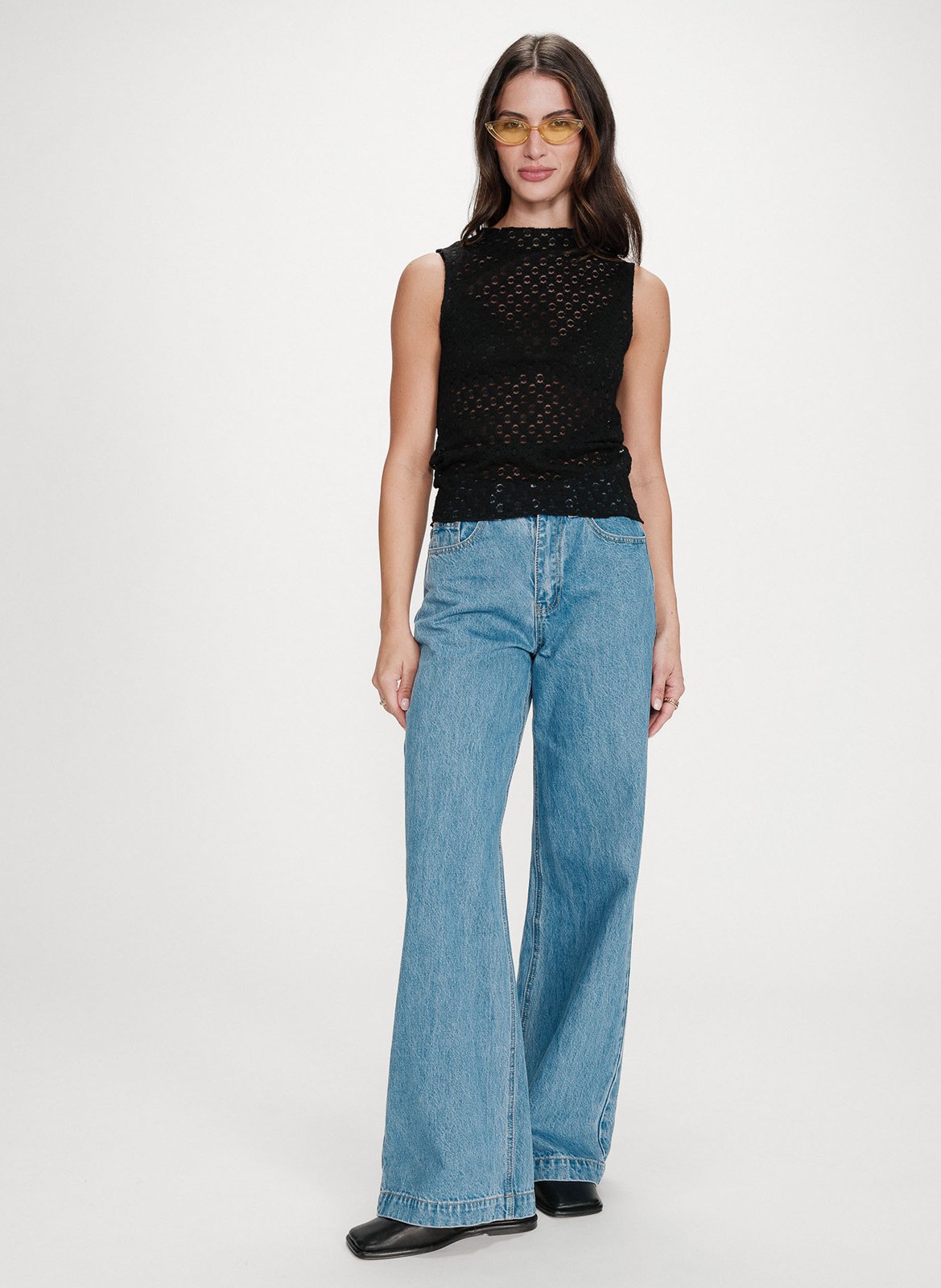 Mouwloze kanten top GRACE ET MILA Zwart