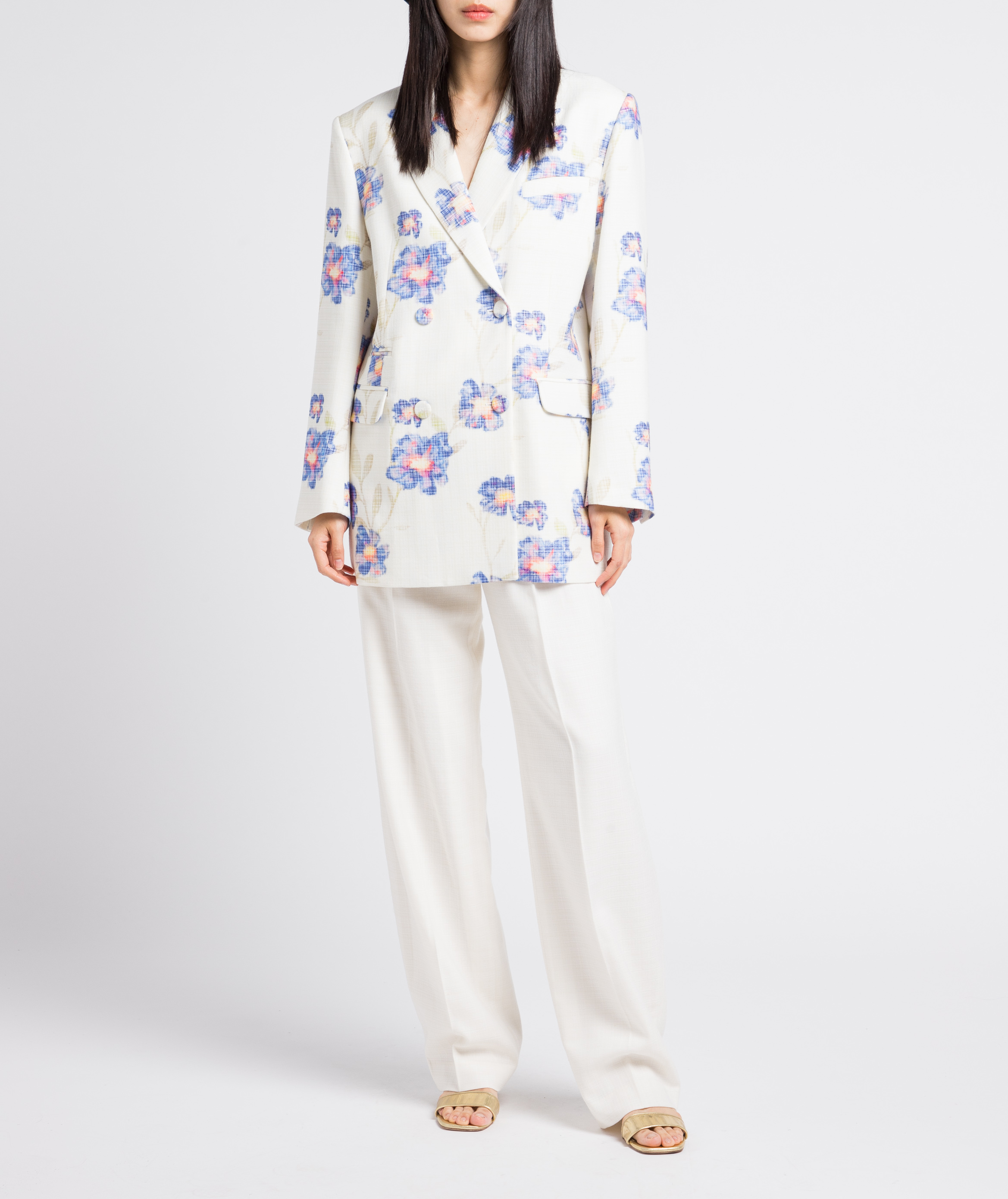 Veste de tailleur ajustée en laine vierge mélangée MARGAUX LONNBERG Multicolore