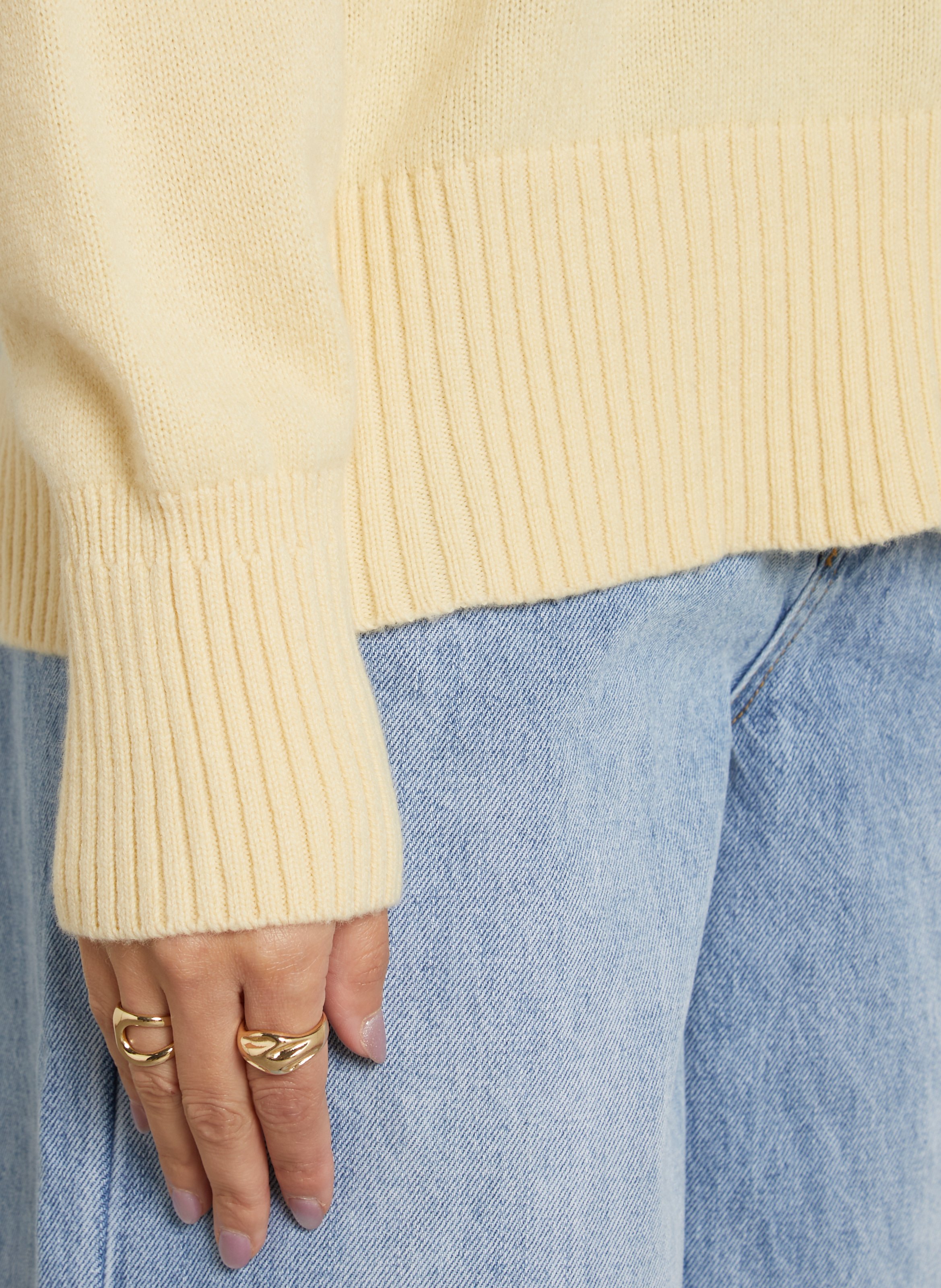 Pull col roulé en laine SUNCOO Jaune