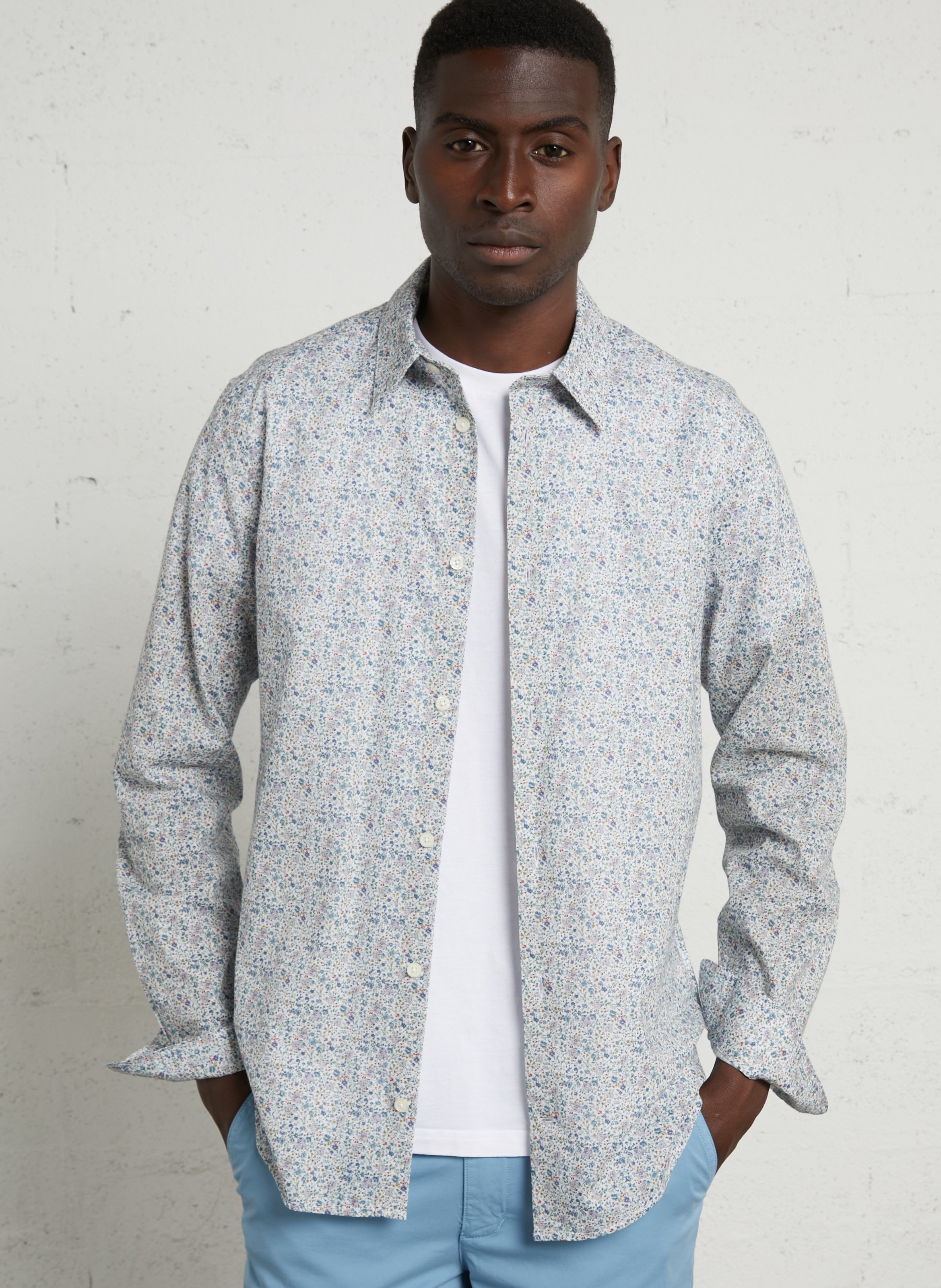 Katoenen slim fit overhemd AU PRINTEMPS PARIS Blauw