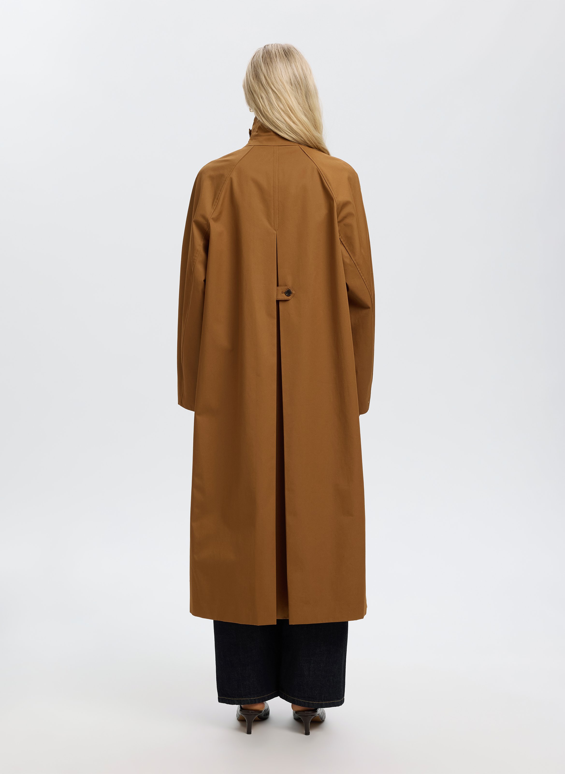 Manteau long oversize en coton recyclé SELECTED Marron