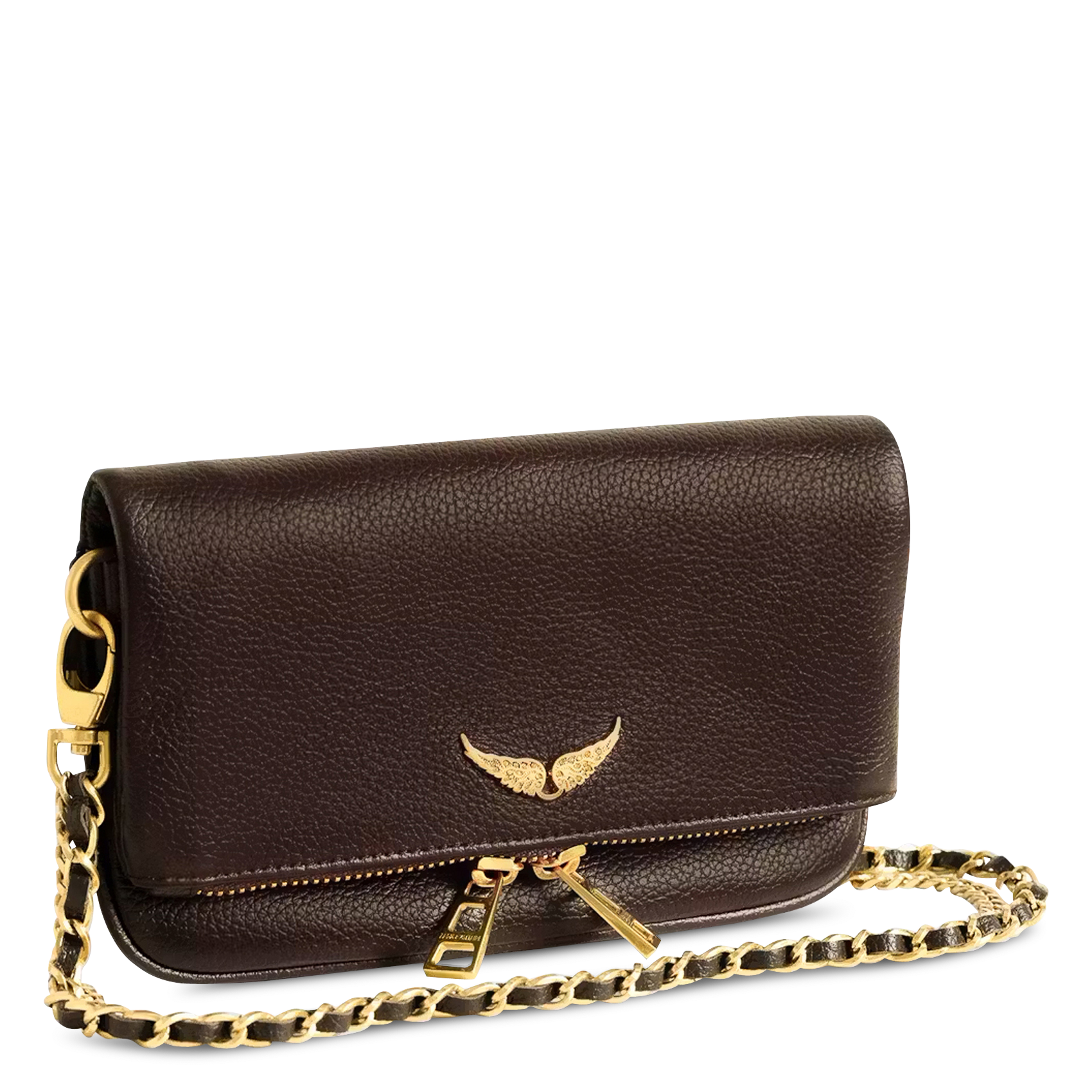 Pochette à rabat bandoulière en cuir ZADIG&VOLTAIRE Marron