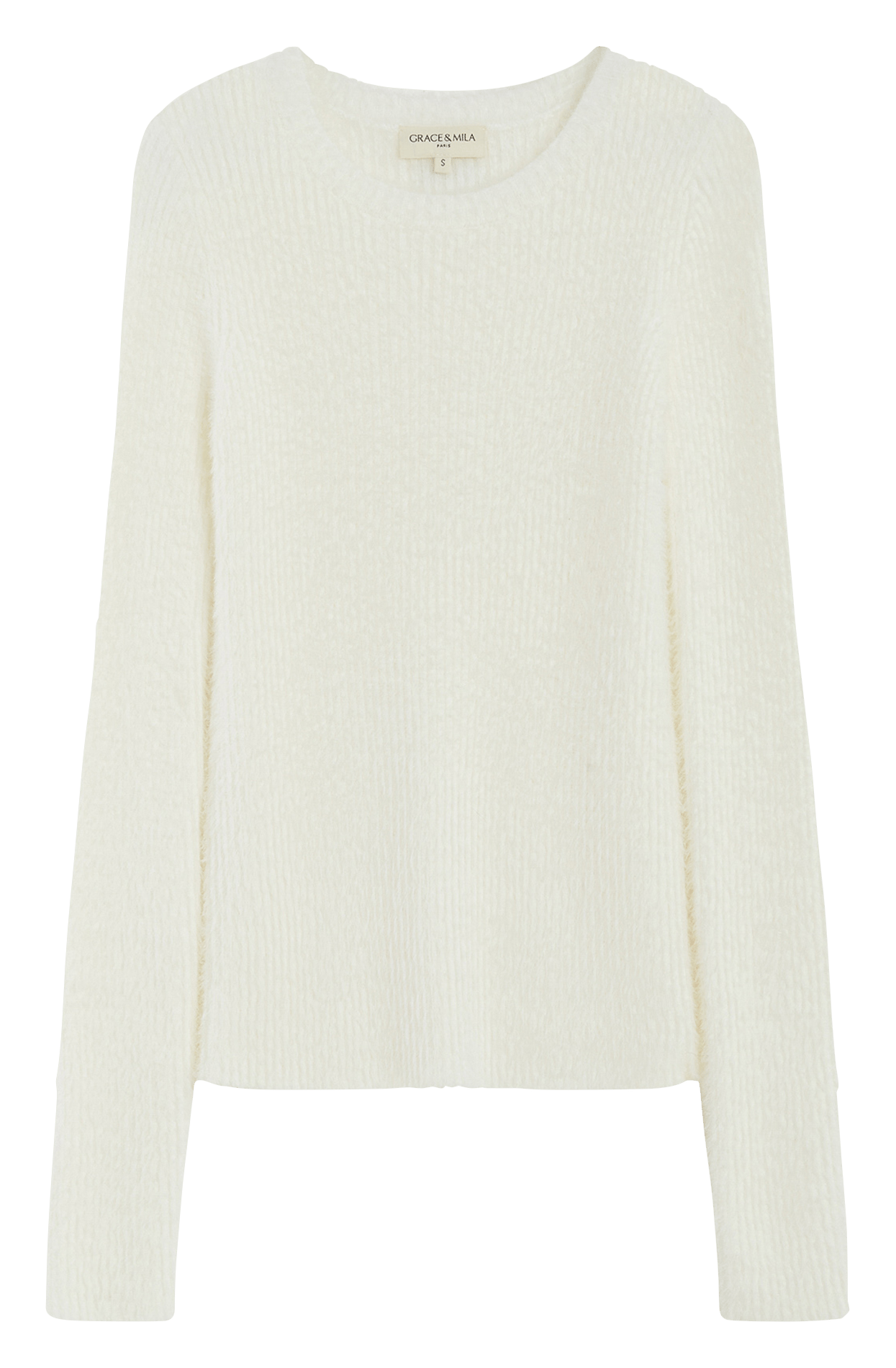 Round-neck fitted sweater GRACE ET MILA White