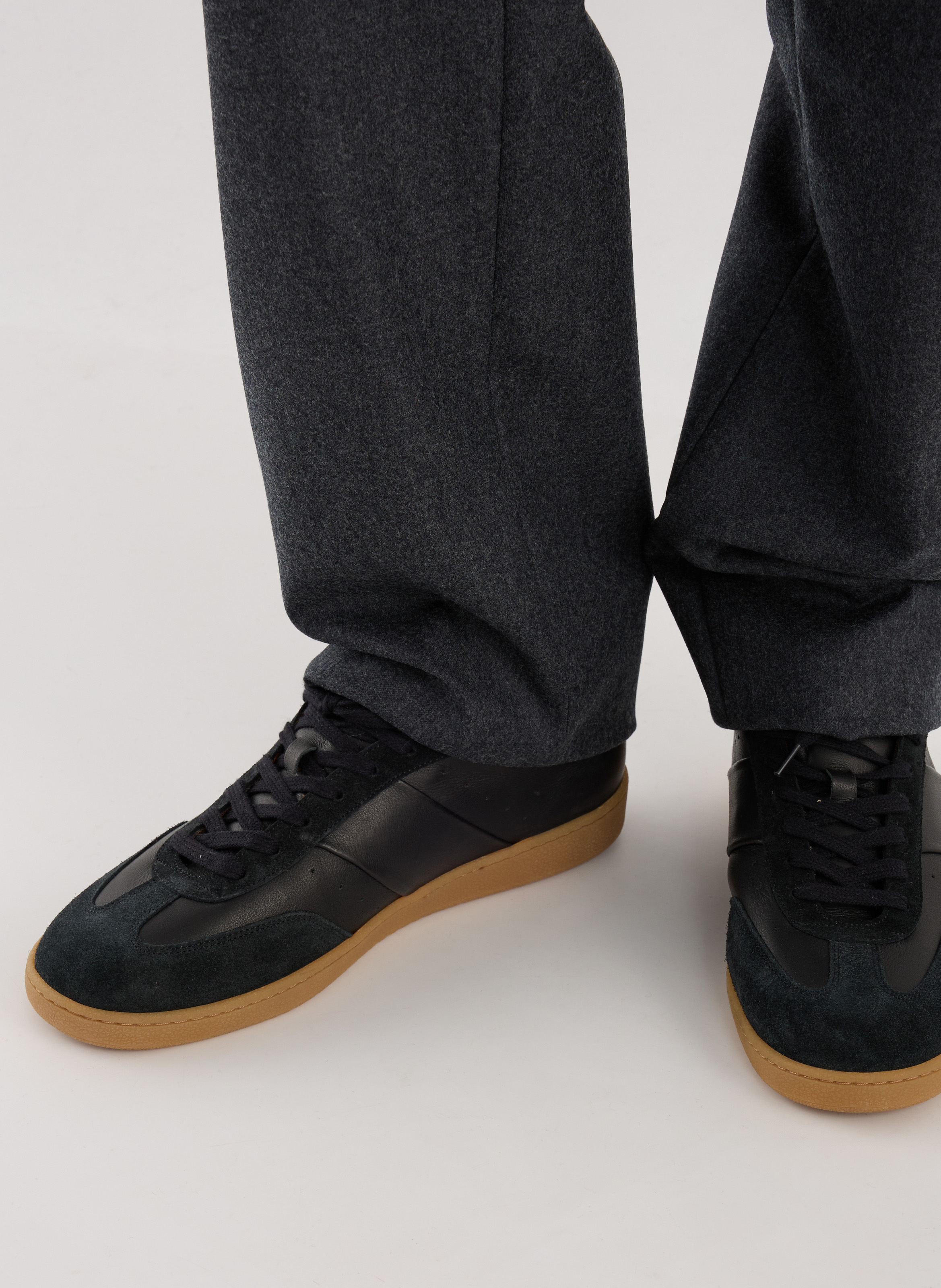 Leather and cotton blend saloon sneakers | Black SAISON 1865 Men