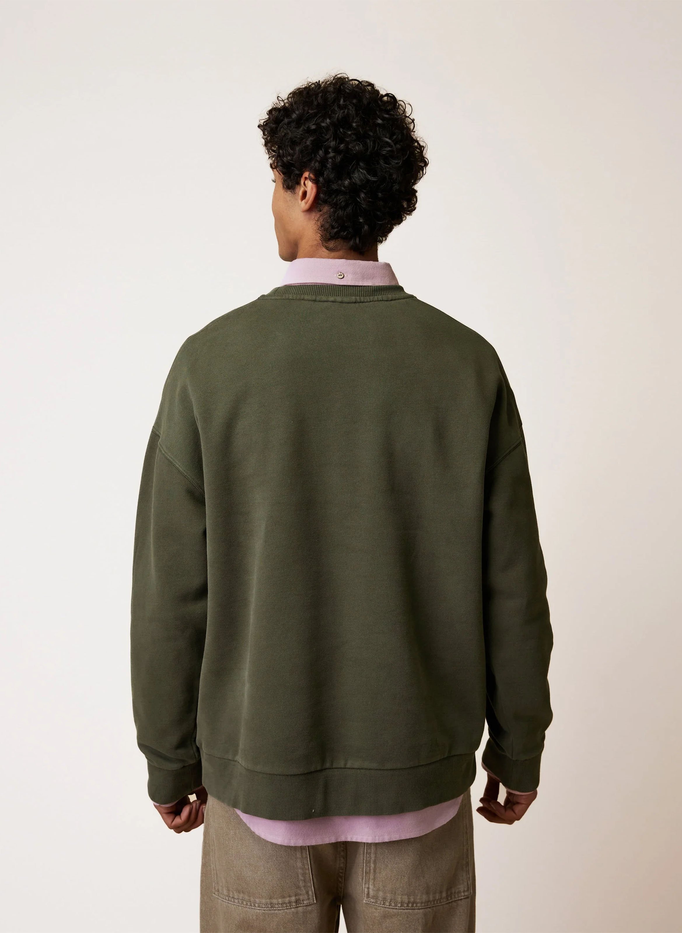 Baumwoll-Sweatshirt mit Rundhalsausschnitt FAGUO Khaki