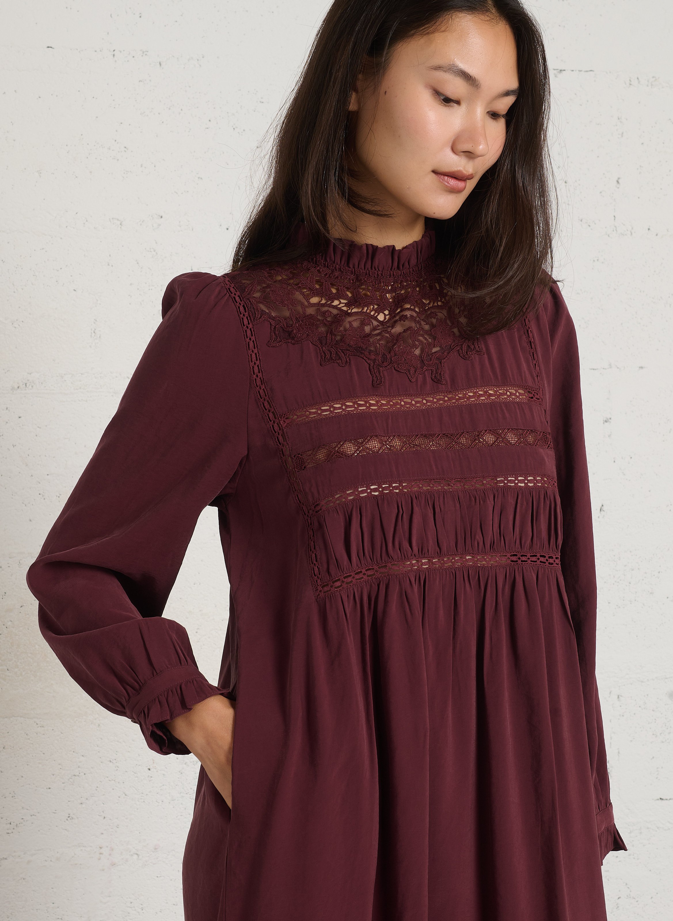 Robe longue brodée en coton mélangé  SEE U SOON Violet
