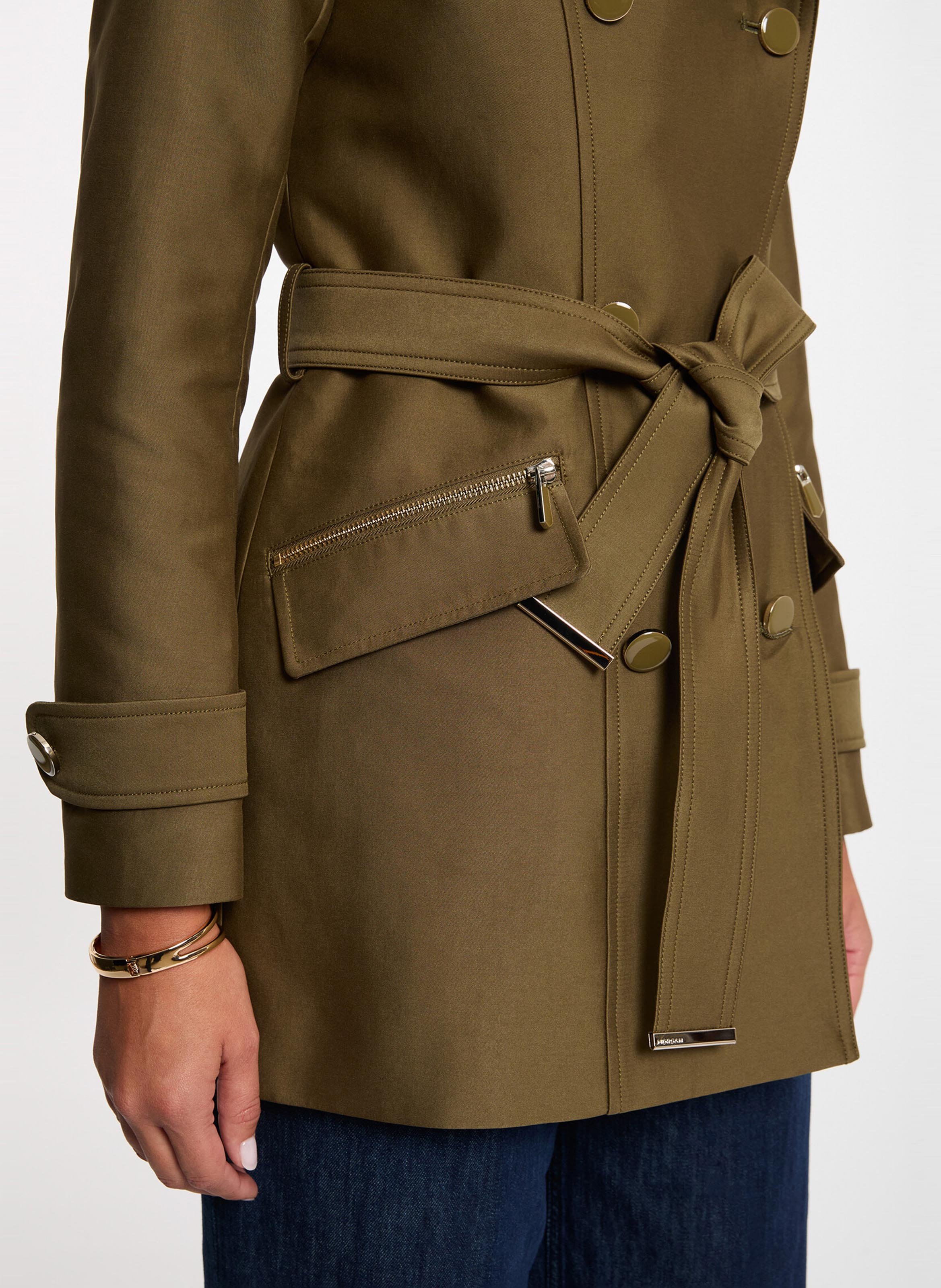 Trench cintré col à revers à capuche | Vert MORGAN Femme