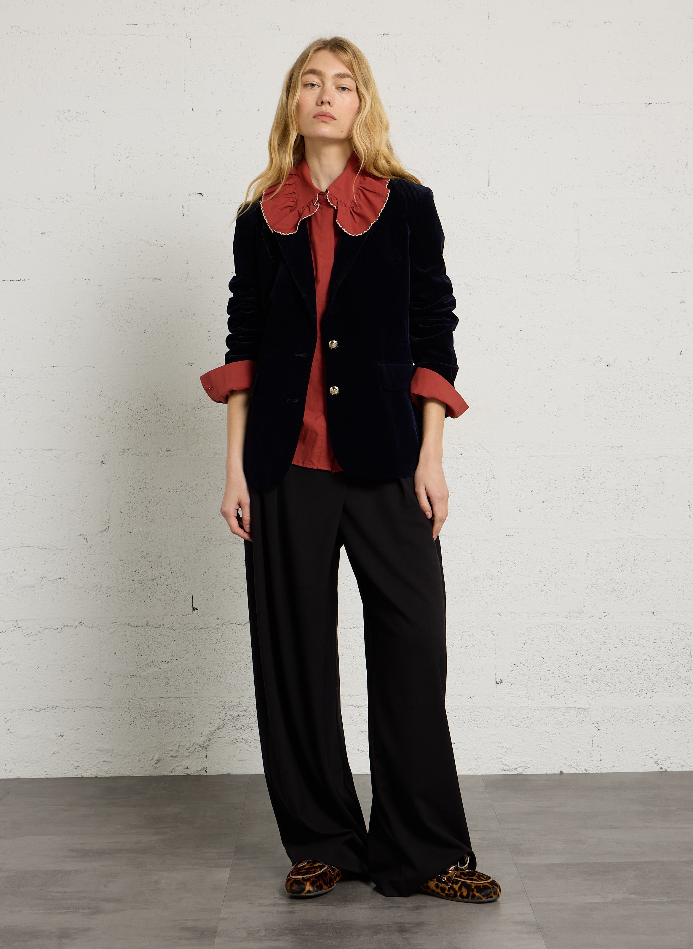 Blazer mit Rippenmuster aus Samteffekt PETITE MENDIGOTE Blau