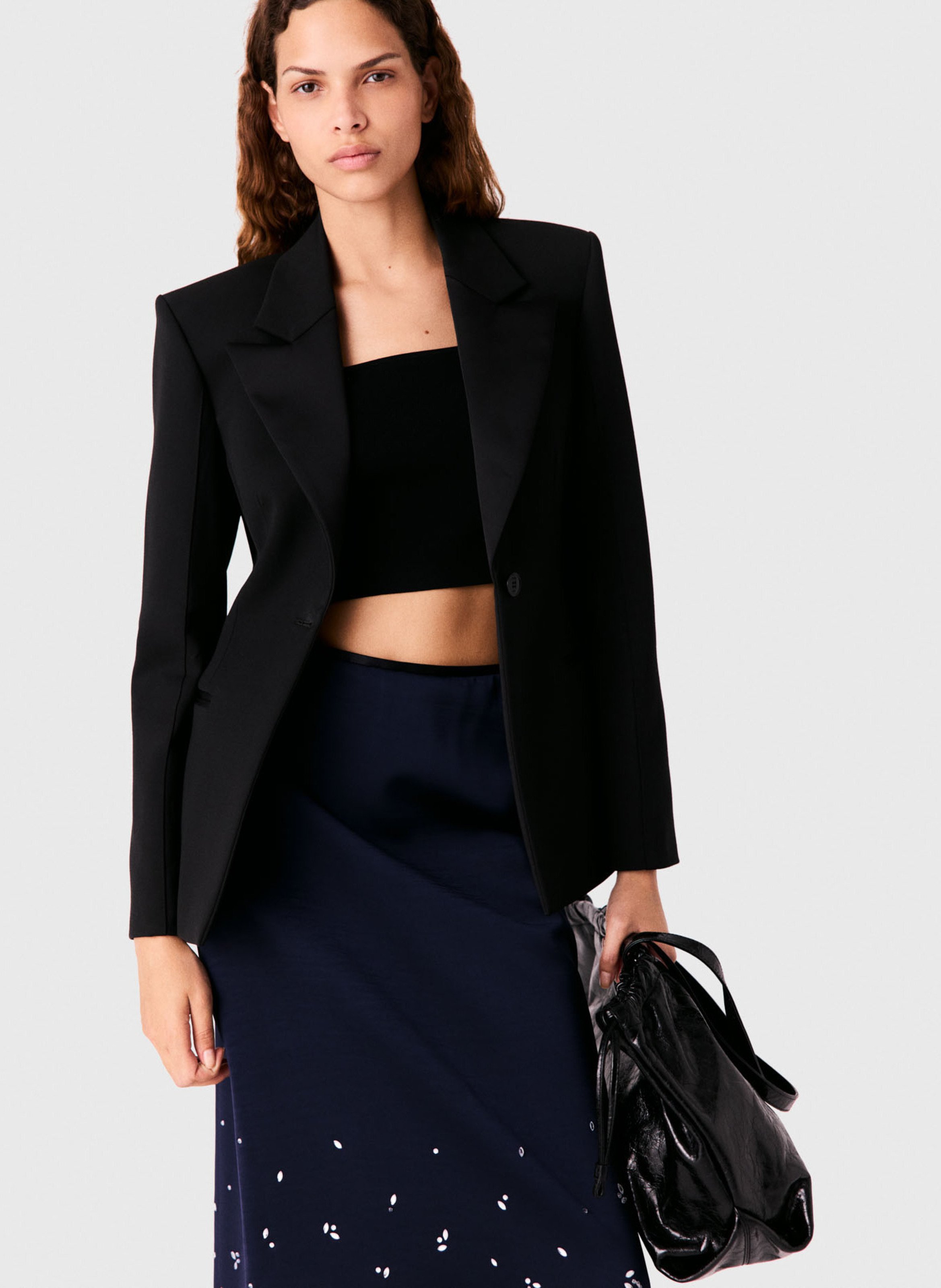 Fitted jacket with tailored collar MAJE Black