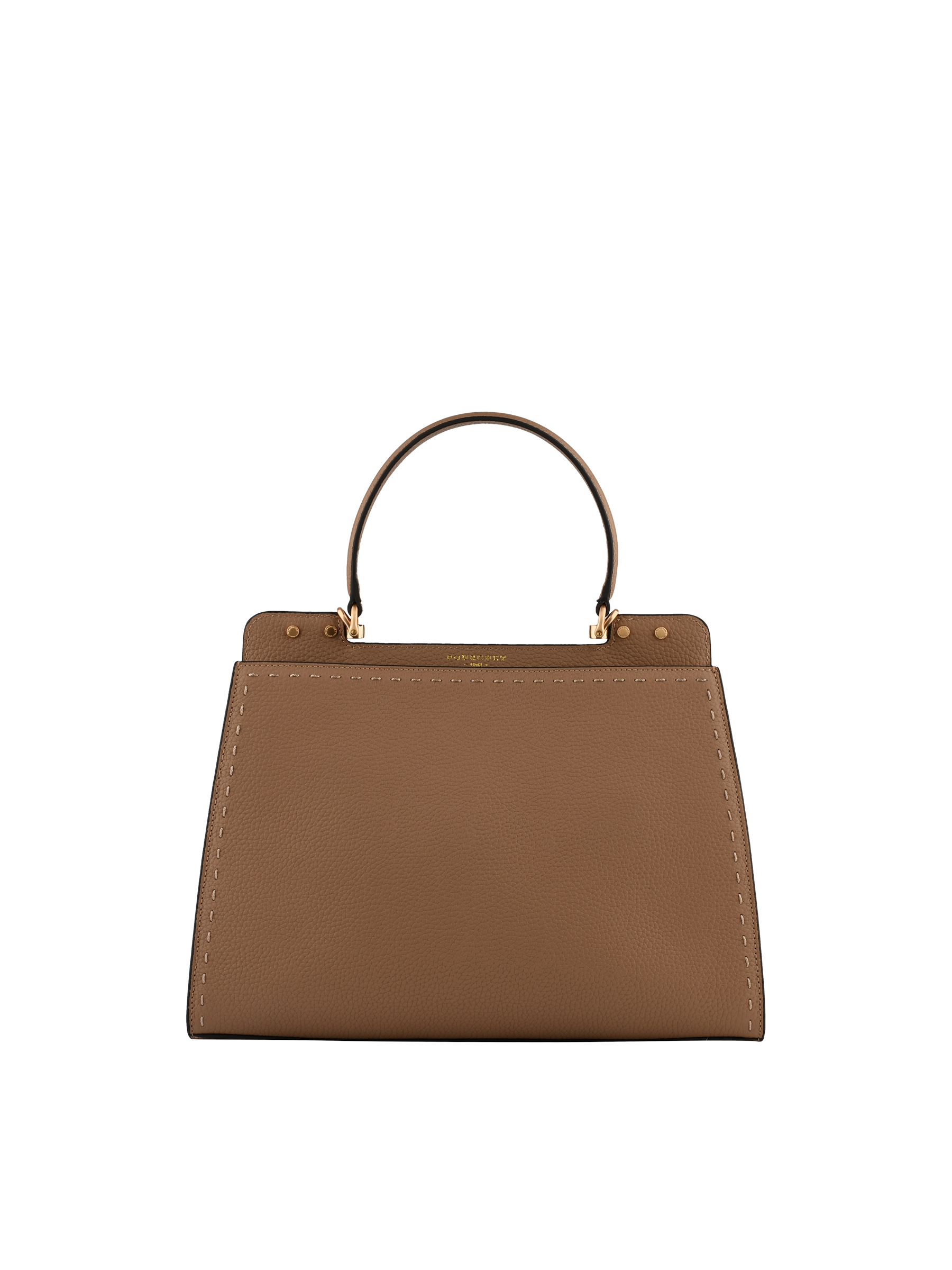Cowhide leather handbag with a suede-effect finish POURCHET Grey