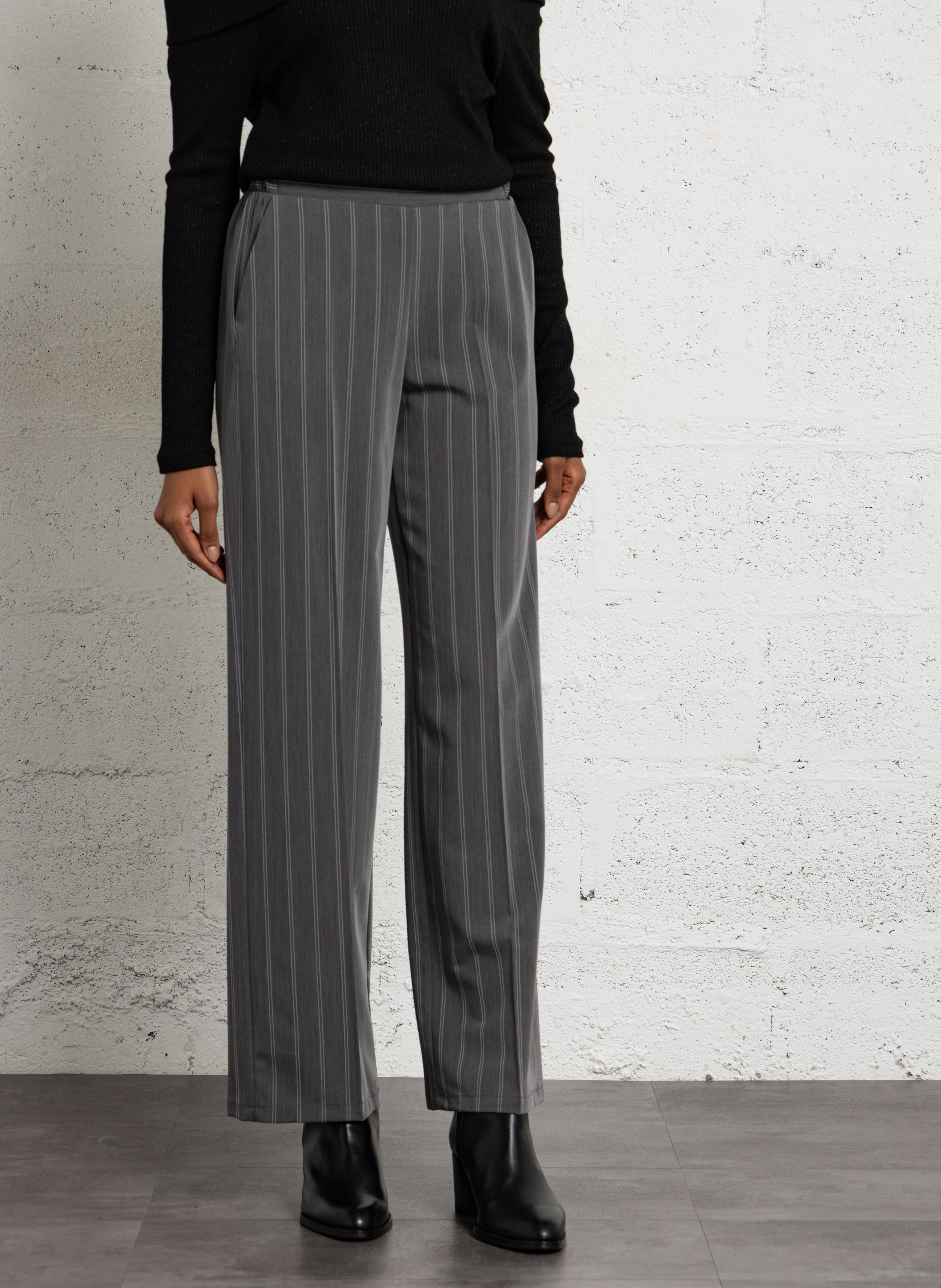 Gerade geschnittene Taillenhose mit Streifen IMPERIAL Grau