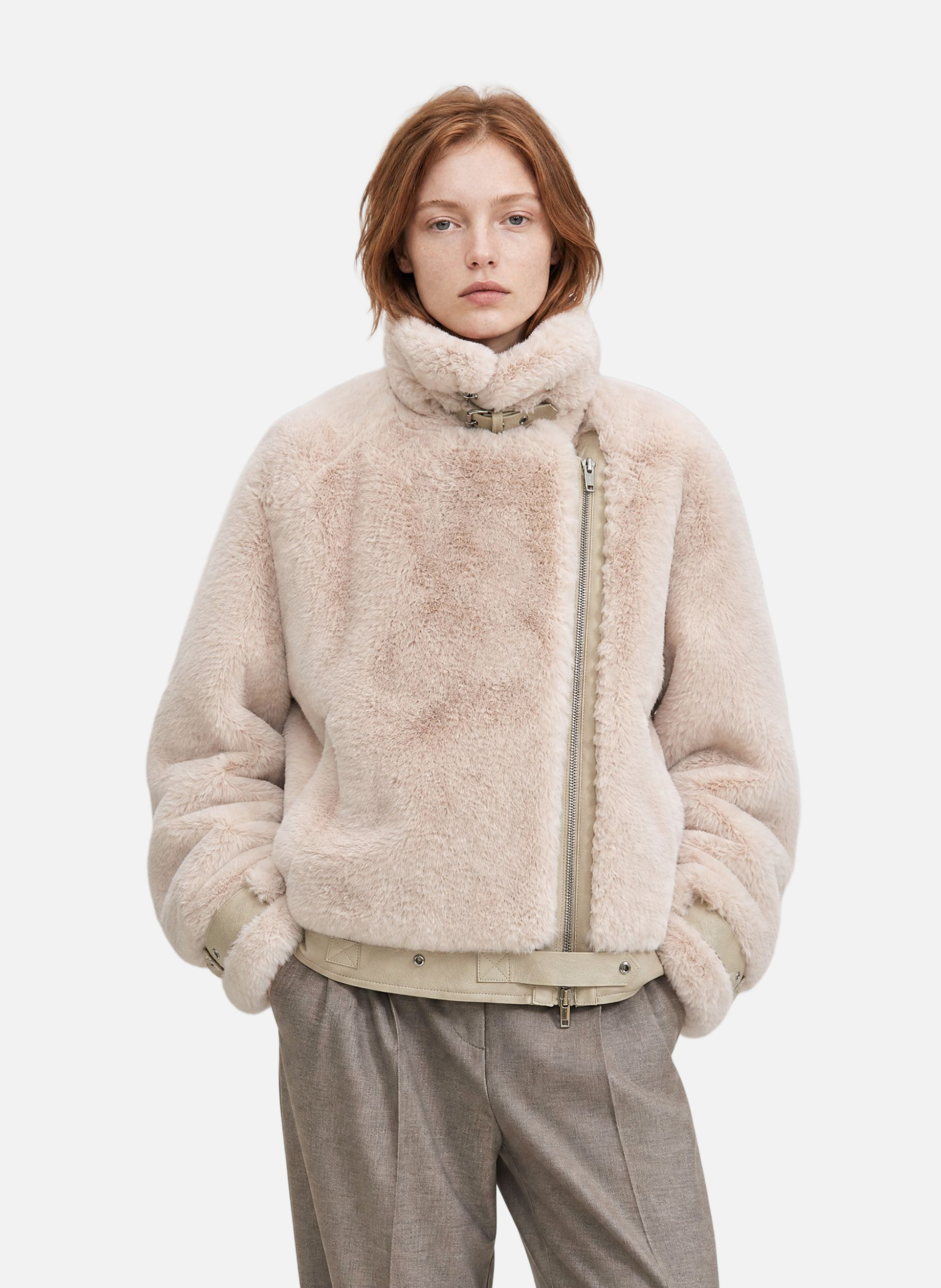 Faux Fur Bomber Coat THE KOOPLES Beige