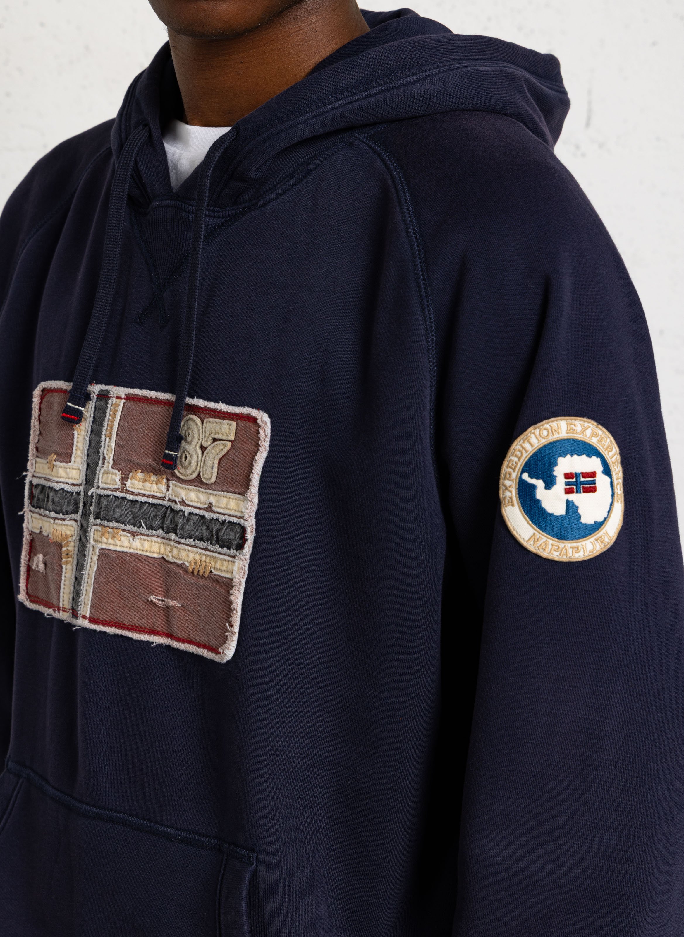 Embroidered cotton-blend hoodie NAPAPIJRI Blue