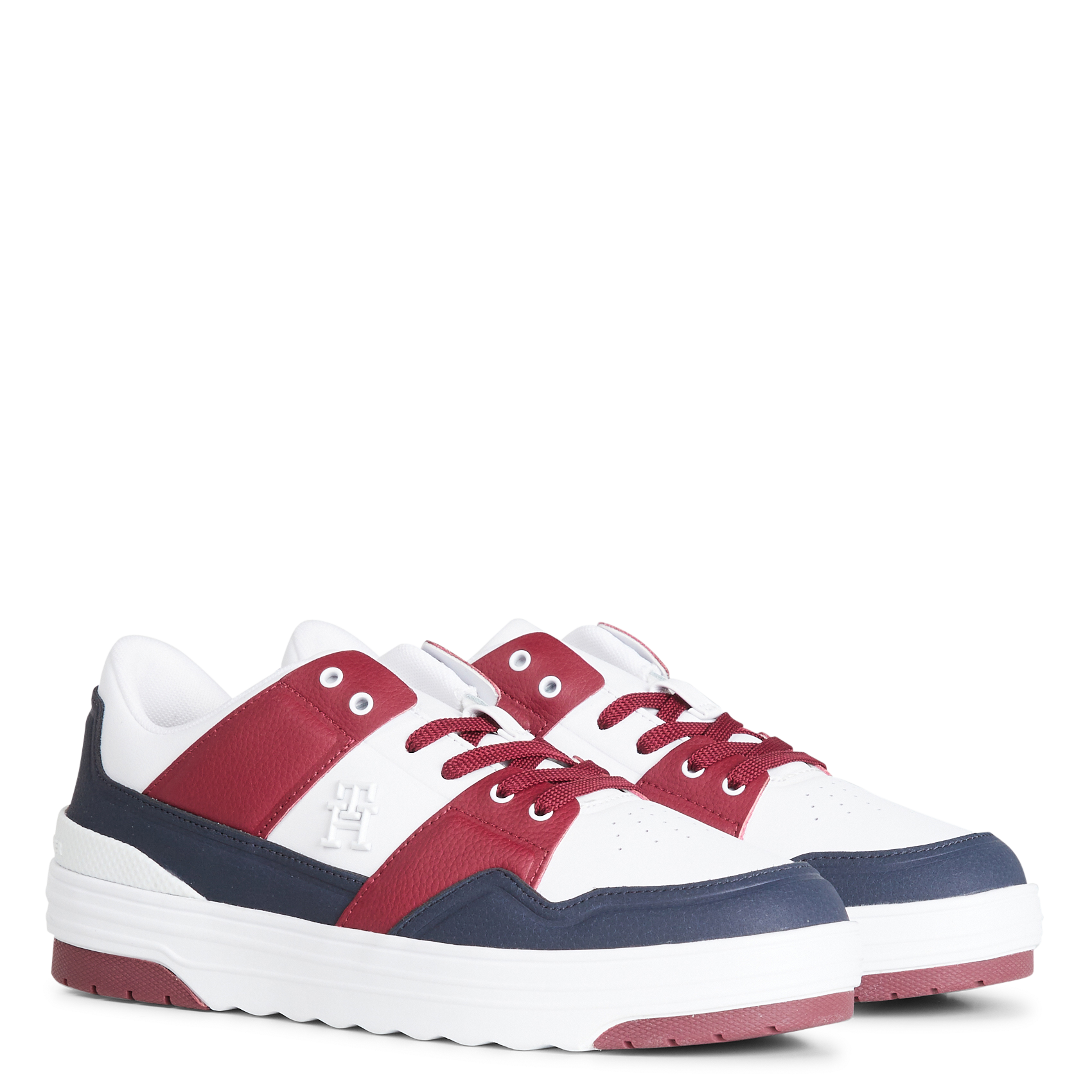 Low-top mixed leather trainers TOMMY HILFIGER Blue