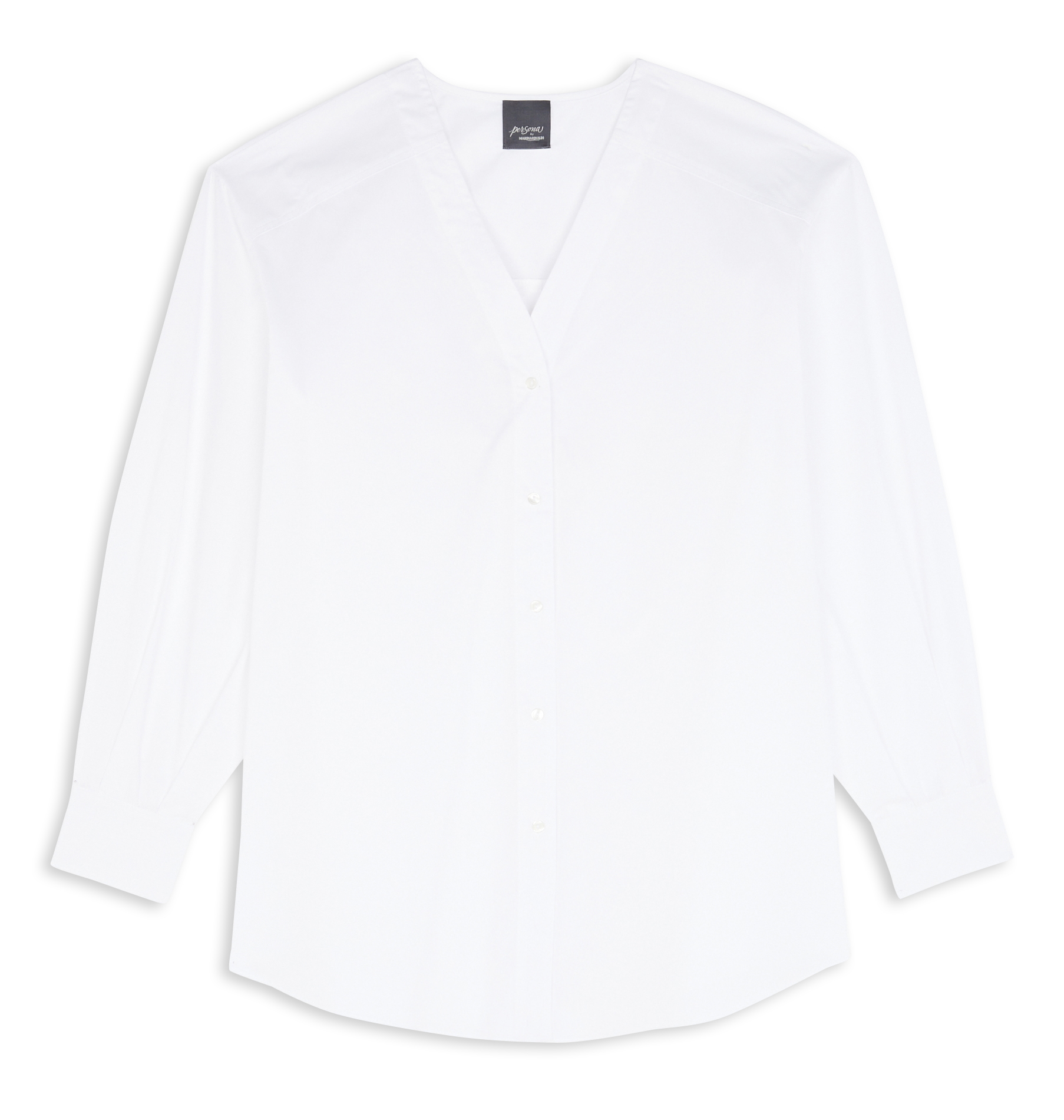 Loose-fit V-neck cotton shirt PERSONA by Marina Rinaldi White