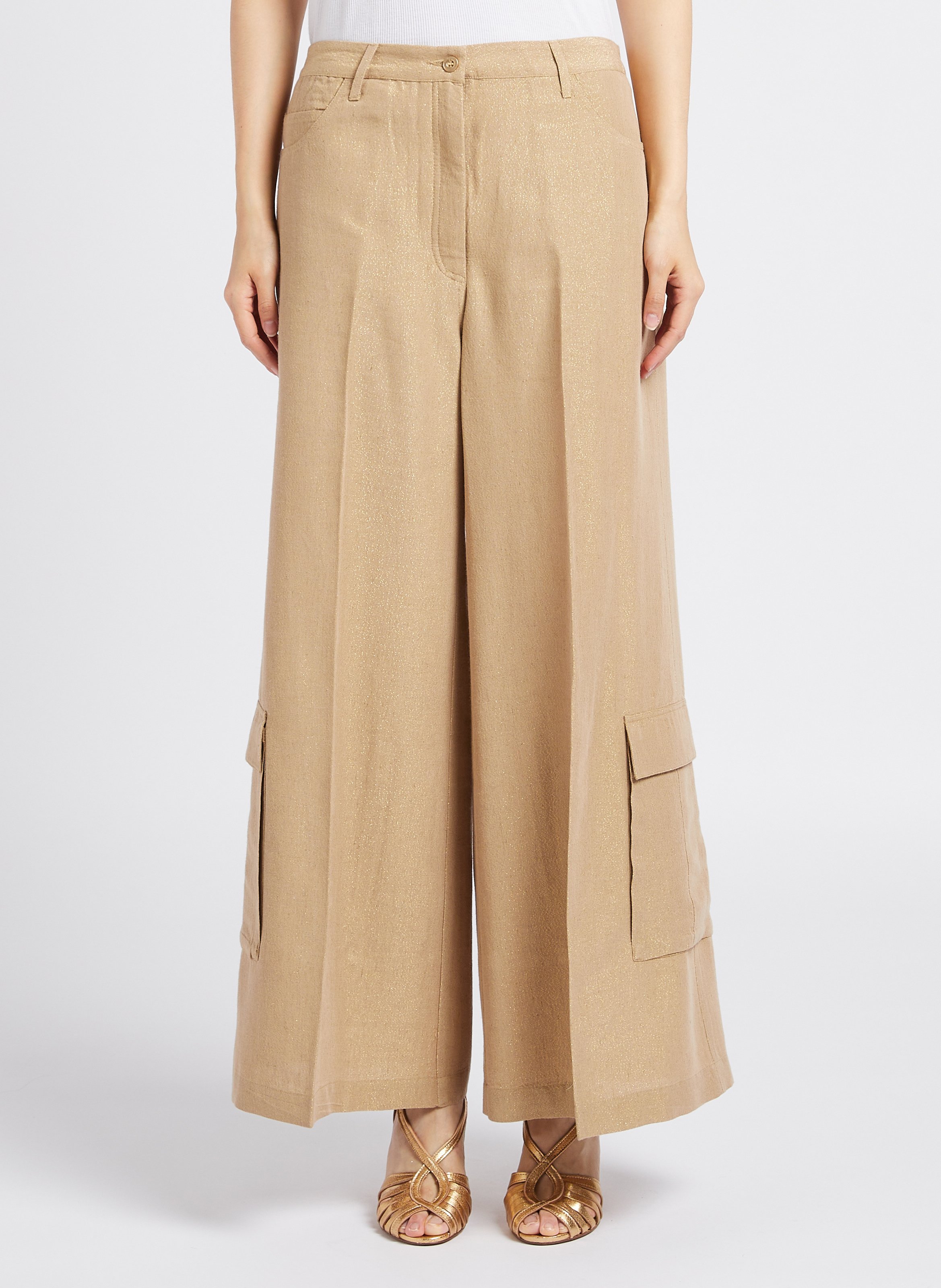 Wide-leg linen-blend pants MES DEMOISELLES Golden