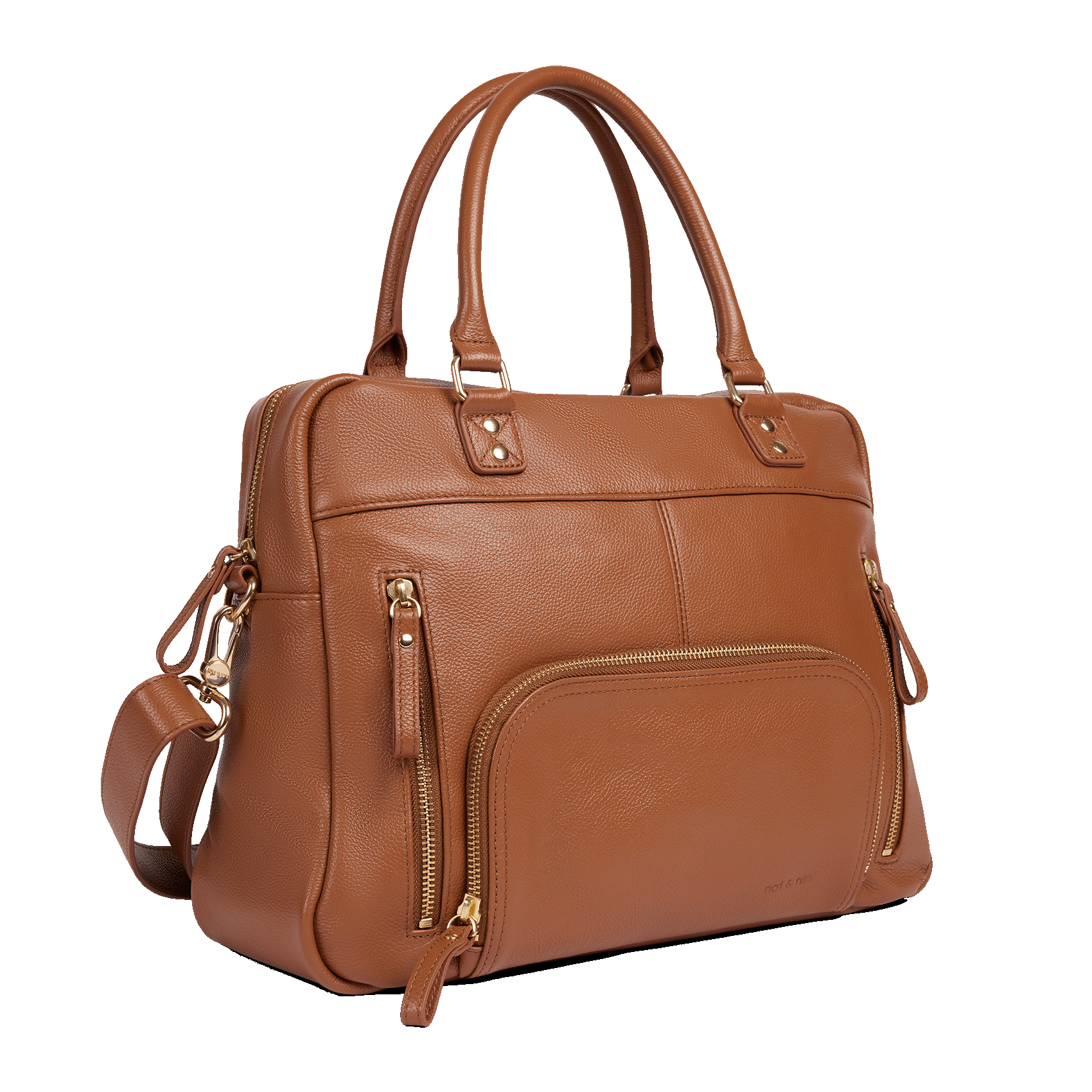 Cabas multipoches en cuir NAT & NIN Marron