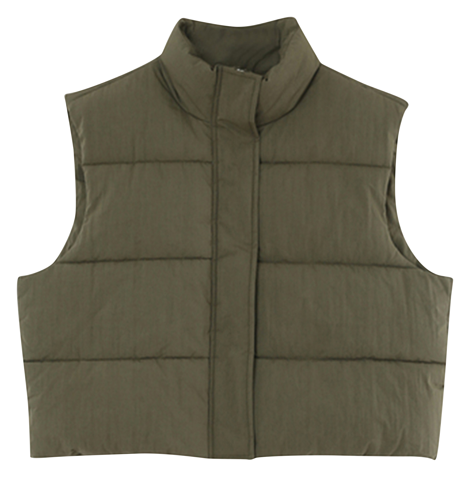 Mouwloos gewatteerd jack met opstaande kraag van katoenmix Groen