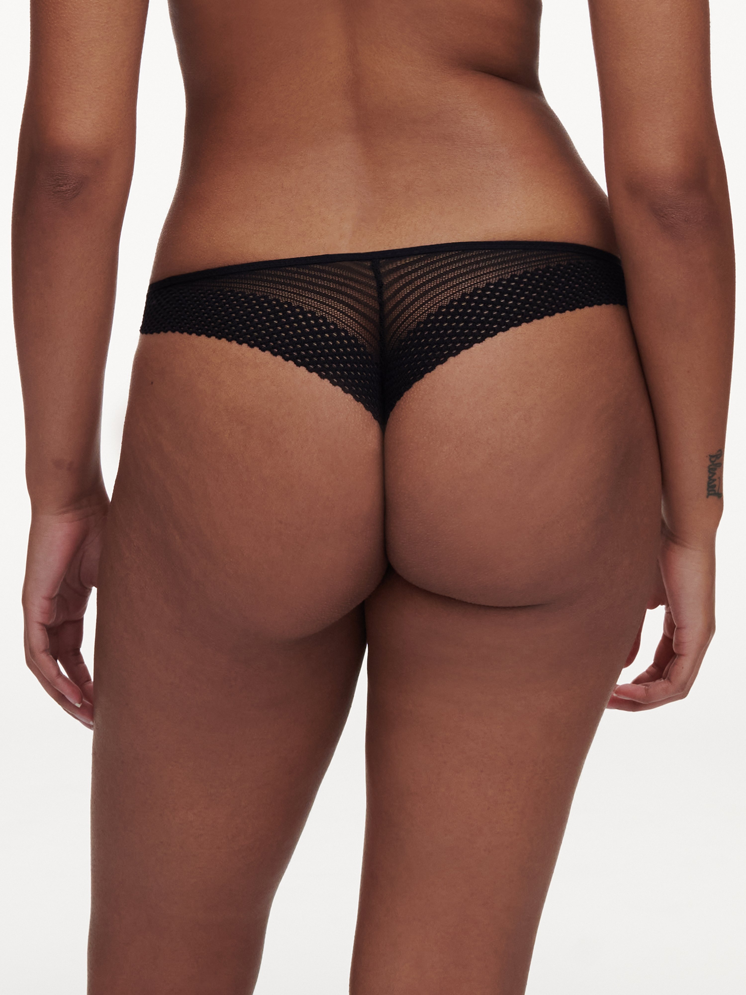 Aventurine lace tanga Black