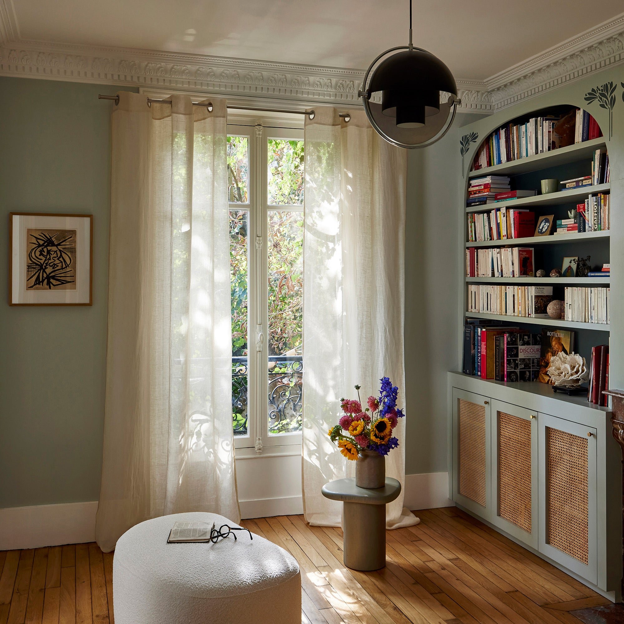 SHADOW - Linen net curtain with eyelets MADURA Beige